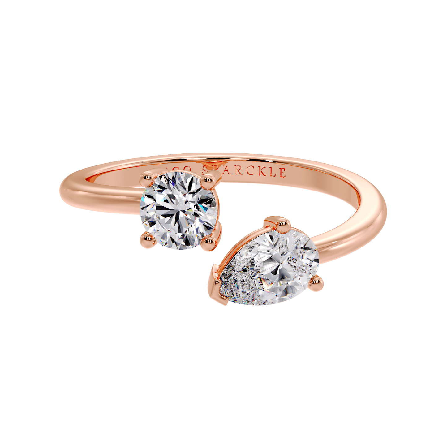 TWO STONE RING ROUND & PEAR