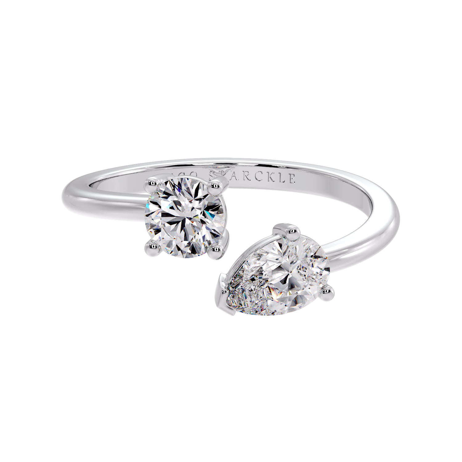 TWO STONE RING ROUND & PEAR