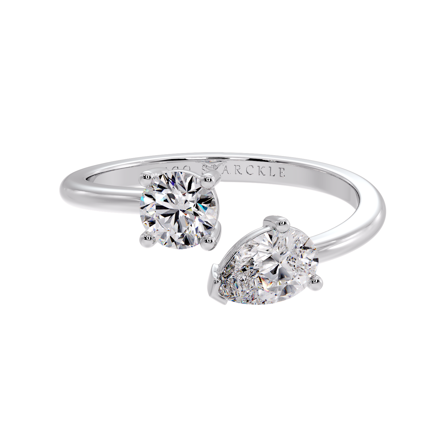 TWO STONE RING ROUND & PEAR