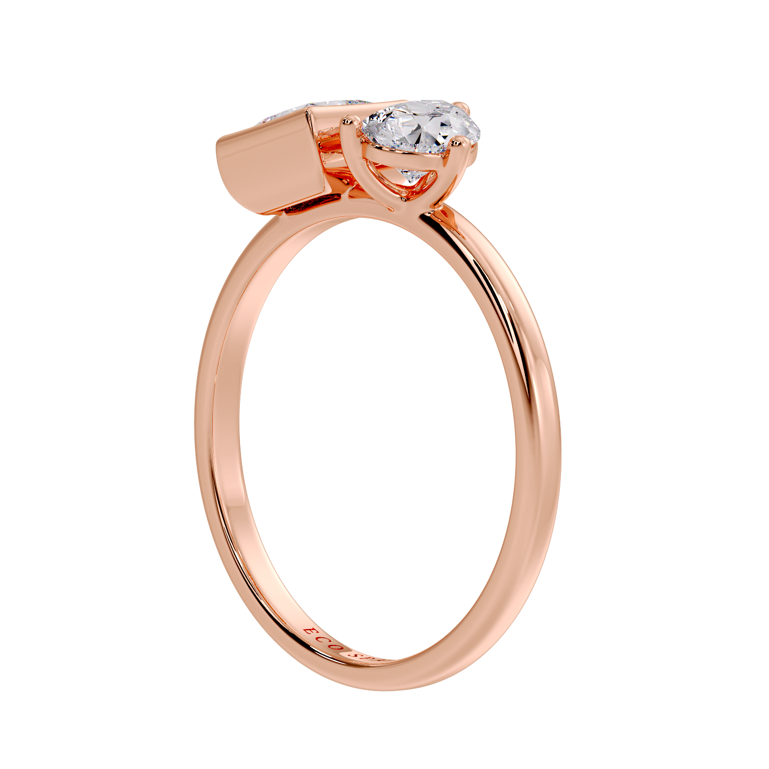 PRINCESS & PEAR TWO STONE RING