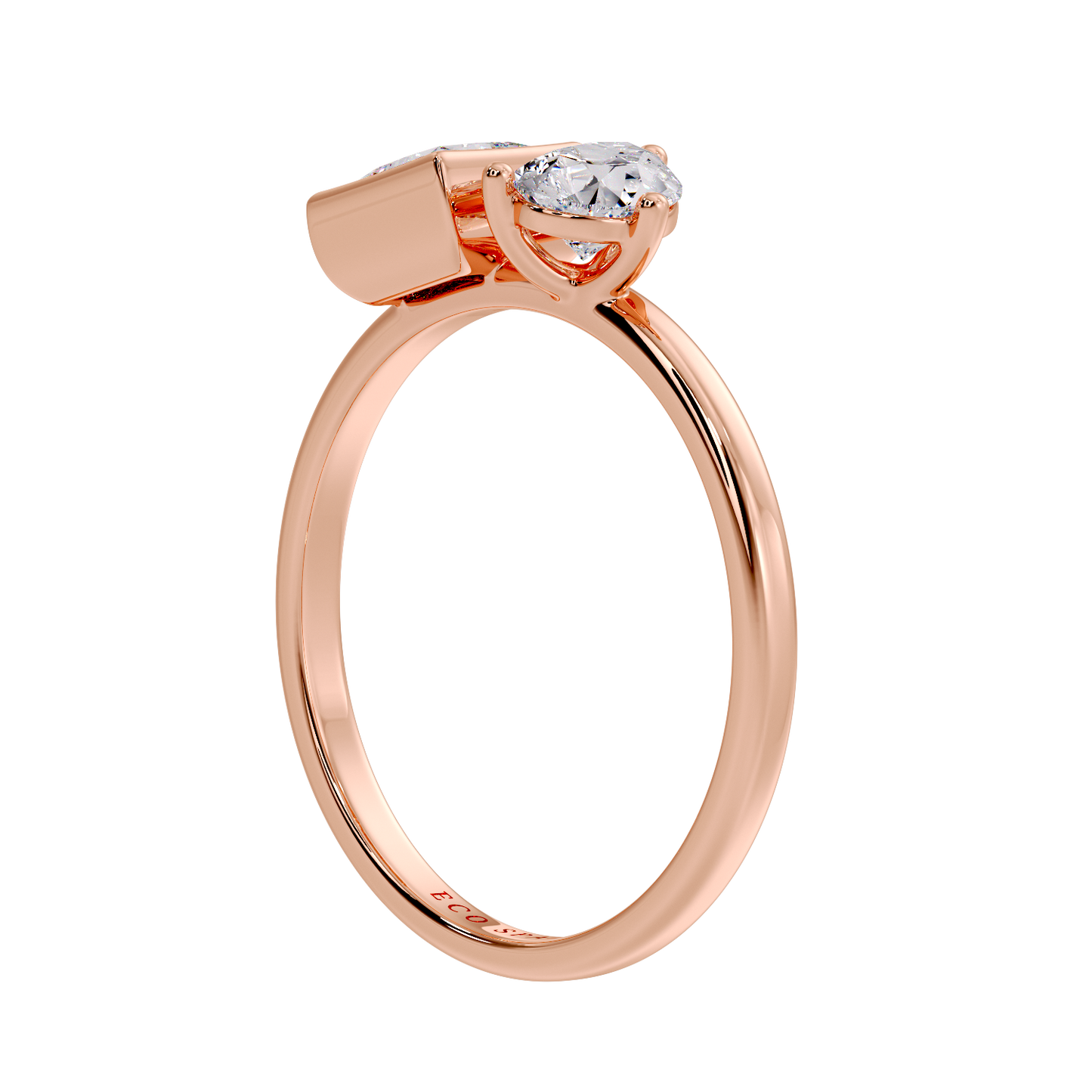 PRINCESS & PEAR TWO STONE RING