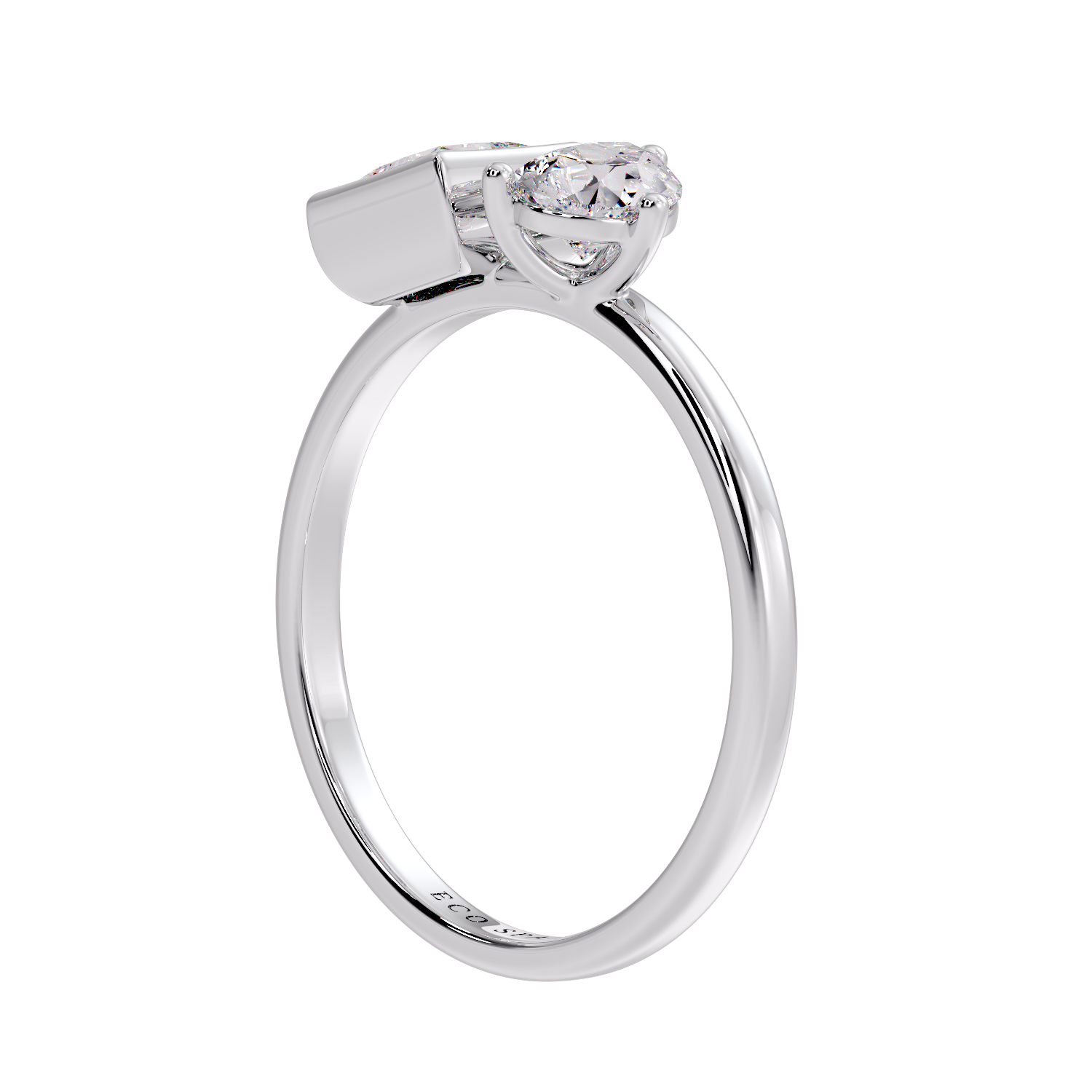 PRINCESS & PEAR TWO STONE RING