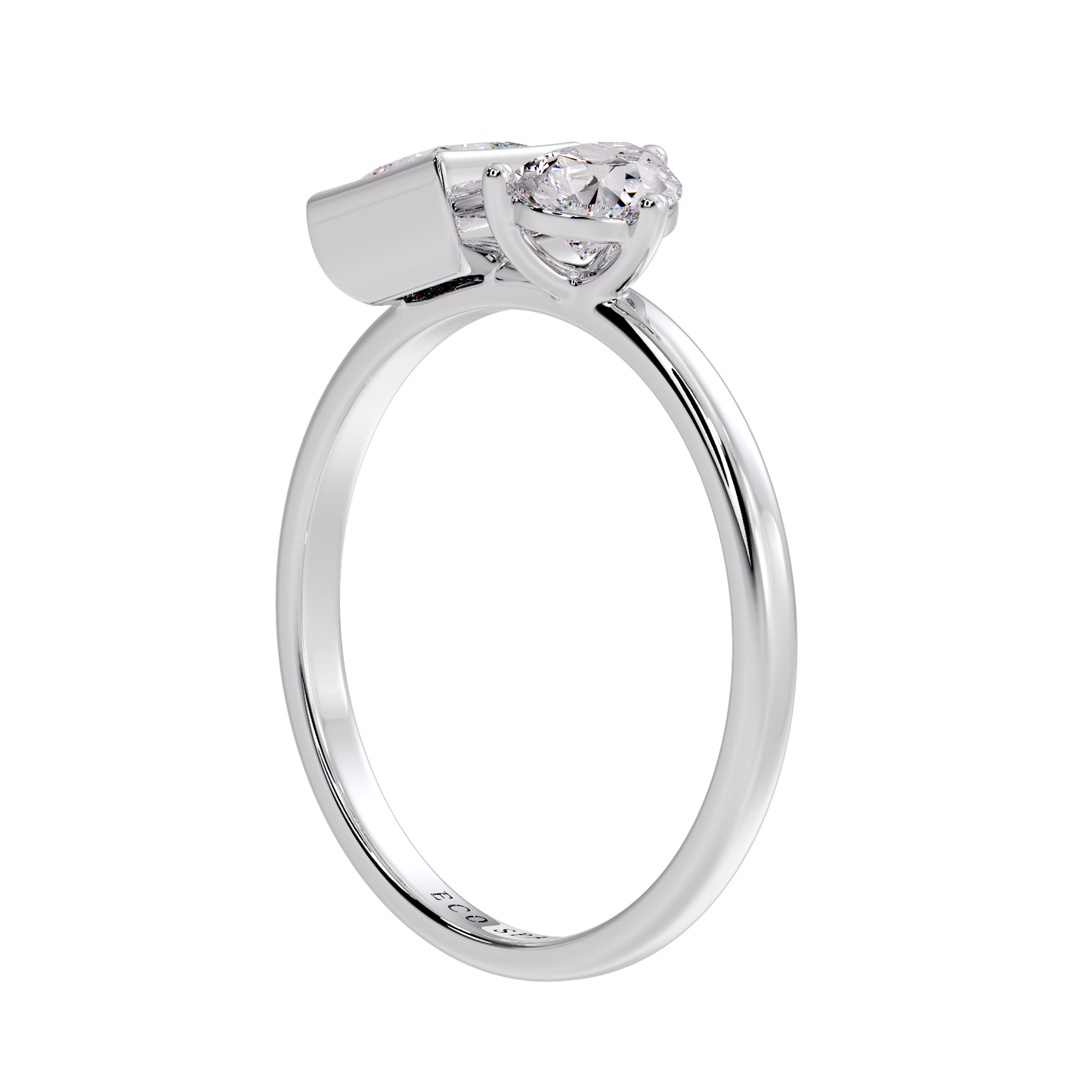 PRINCESS & PEAR TWO STONE RING