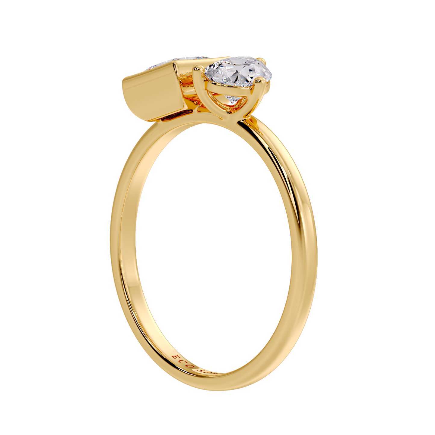 PRINCESS & PEAR TWO STONE RING
