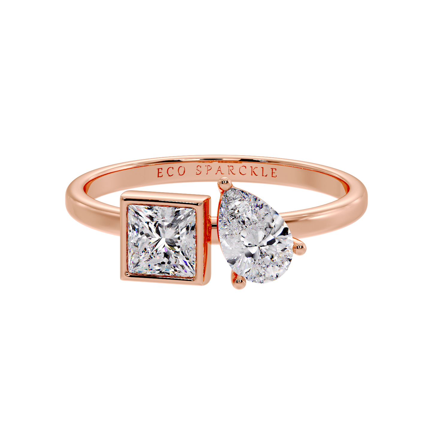 PRINCESS & PEAR TWO STONE RING