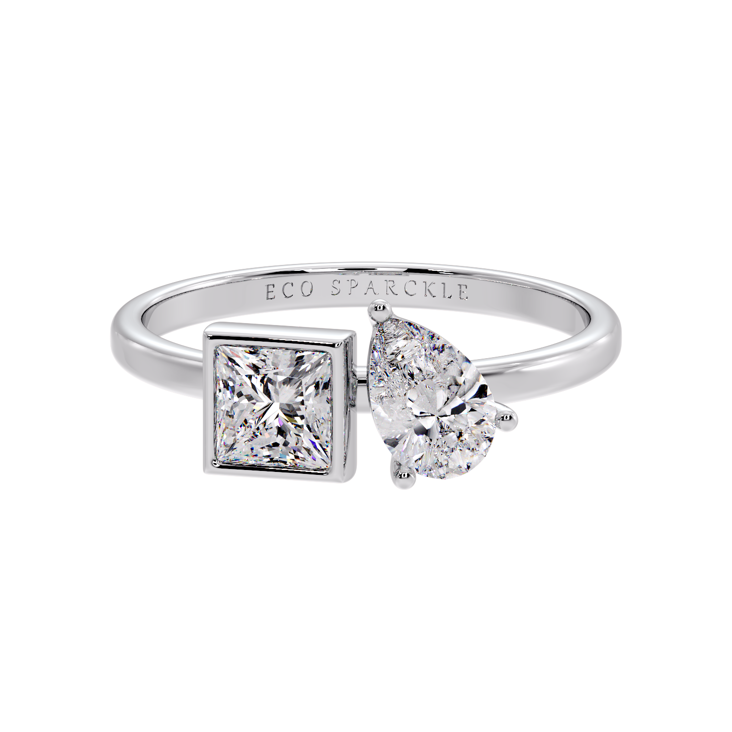 PRINCESS & PEAR TWO STONE RING