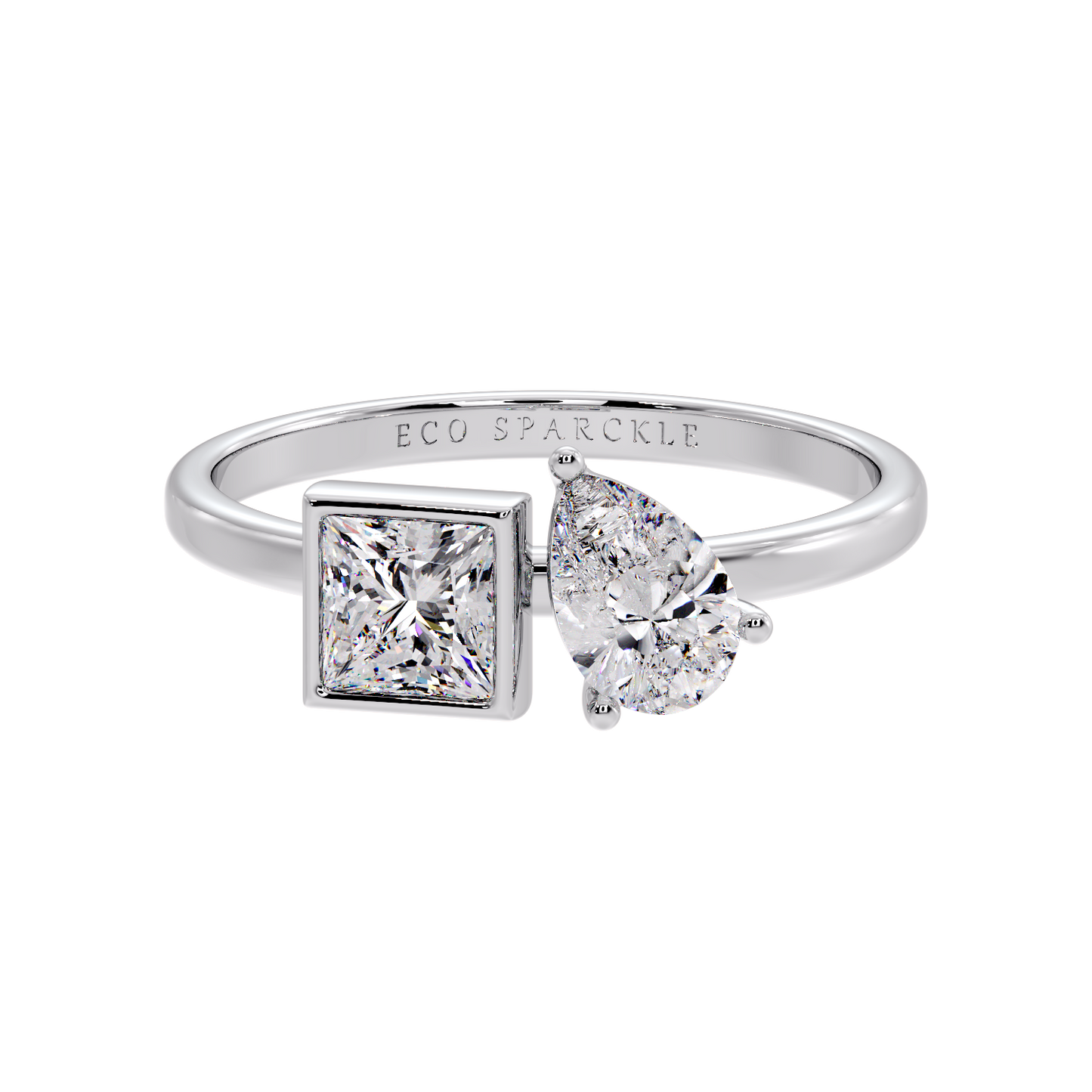 PRINCESS & PEAR TWO STONE RING