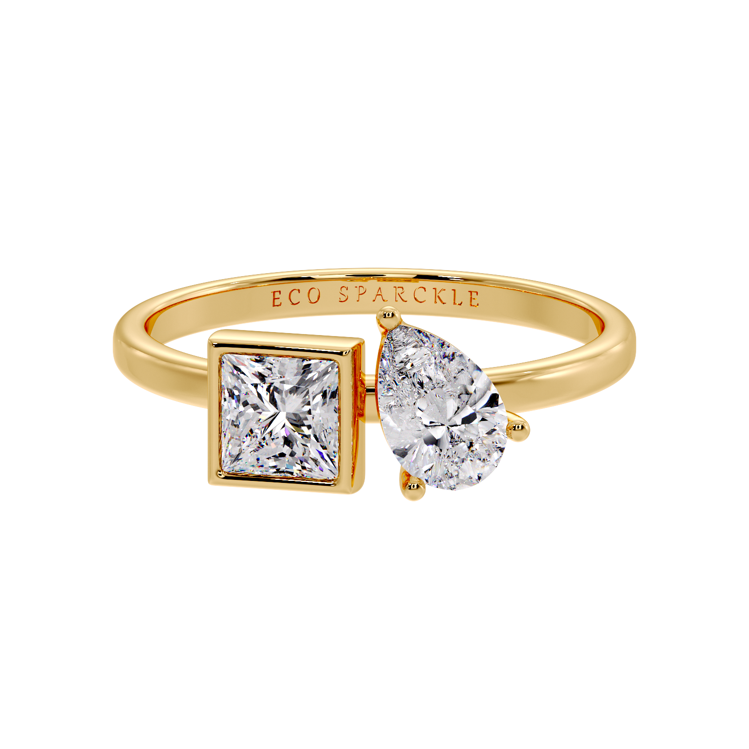 PRINCESS & PEAR TWO STONE RING