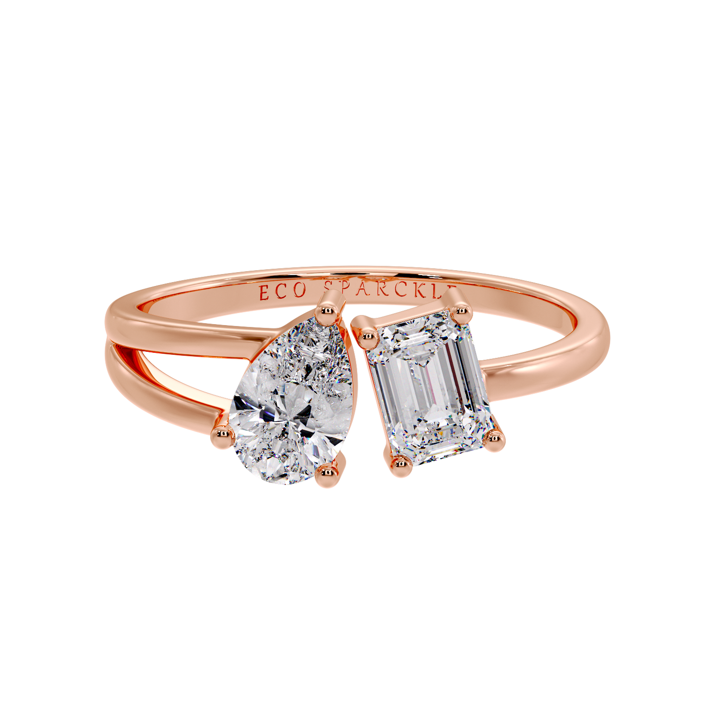 PEAR & EMERALD TWO STONE RING