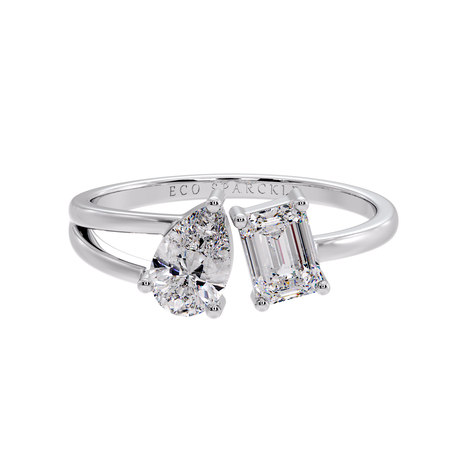 PEAR & EMERALD TWO STONE RING