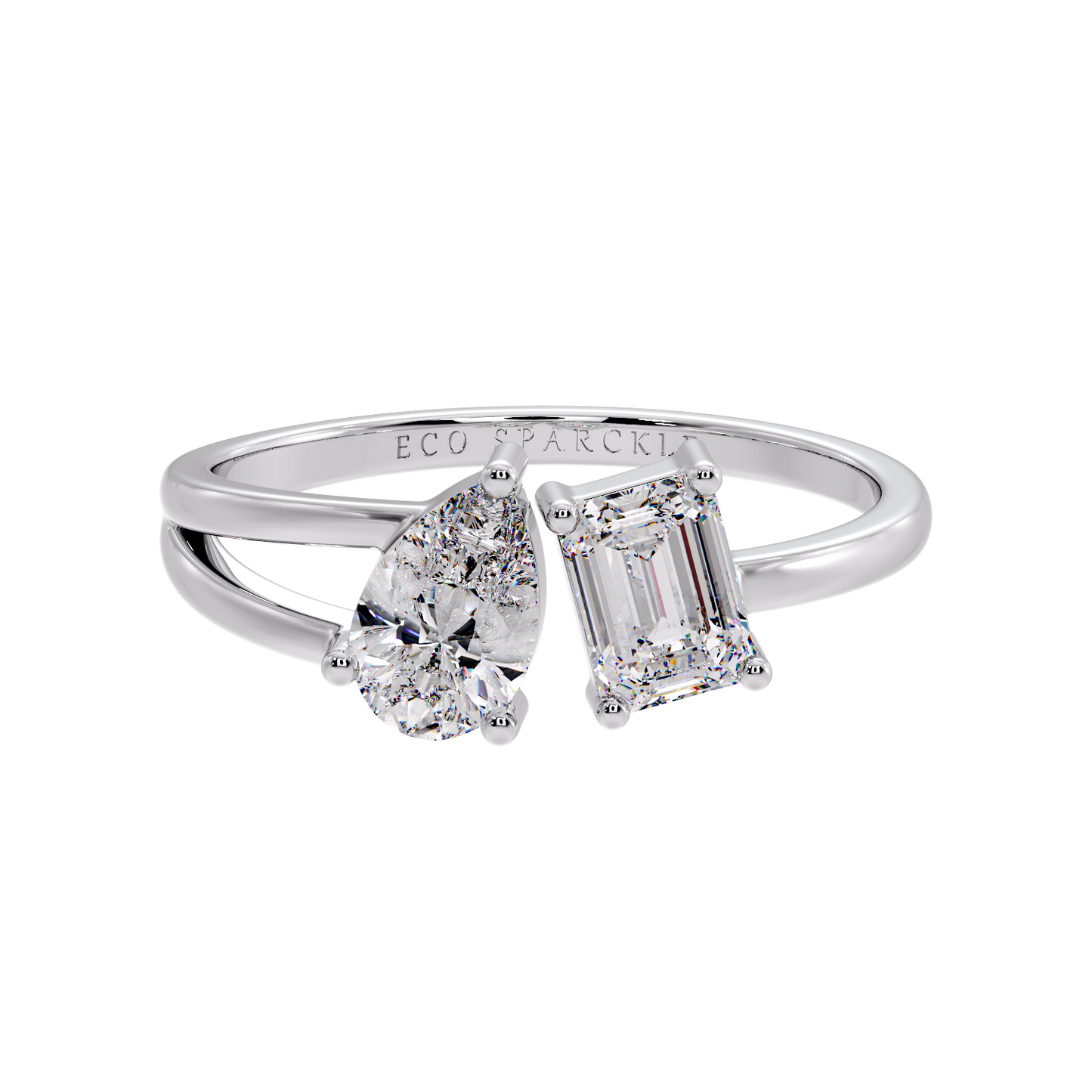 PEAR & EMERALD TWO STONE RING