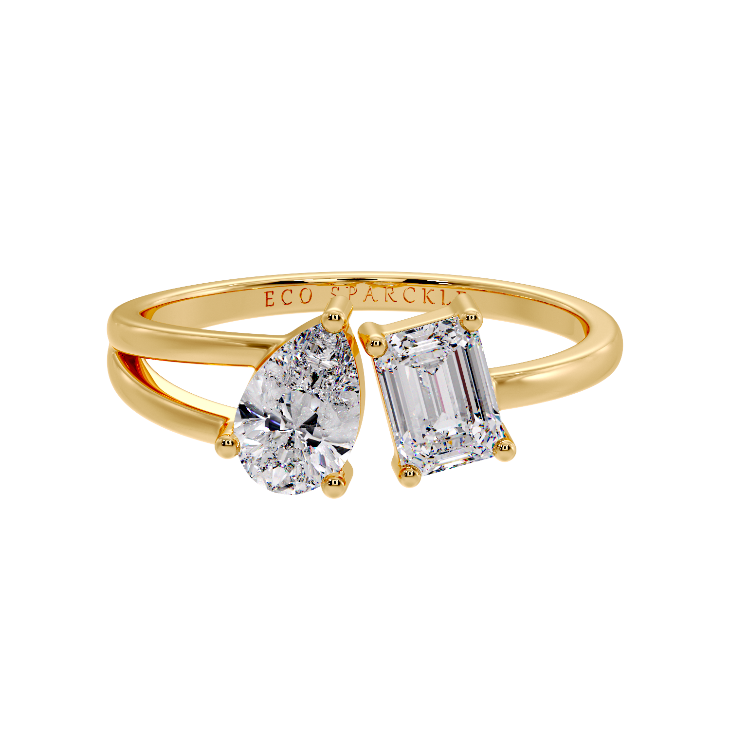 PEAR & EMERALD TWO STONE RING
