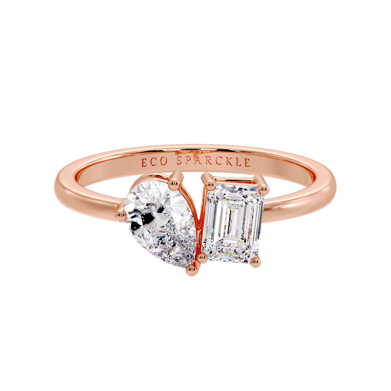 TWO STONE RING EMERALD & PEAR