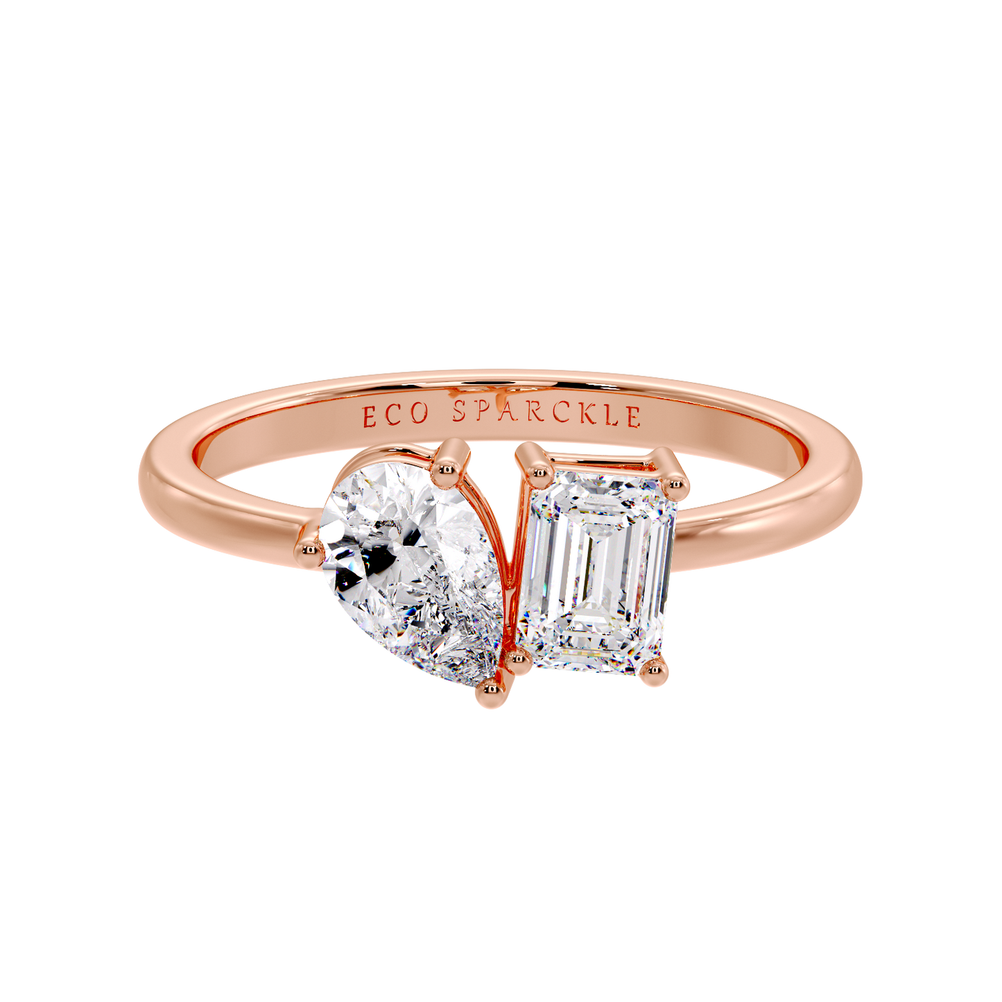 TWO STONE RING EMERALD & PEAR