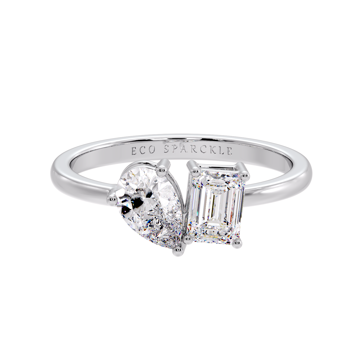 TWO STONE RING EMERALD & PEAR