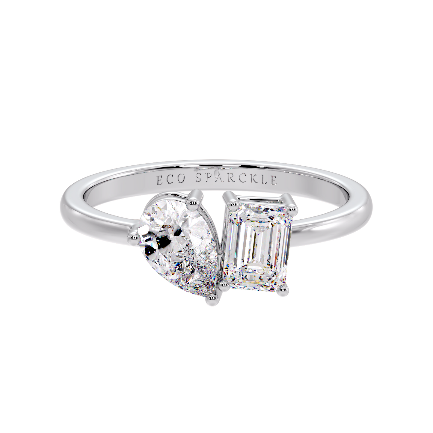 TWO STONE RING EMERALD & PEAR