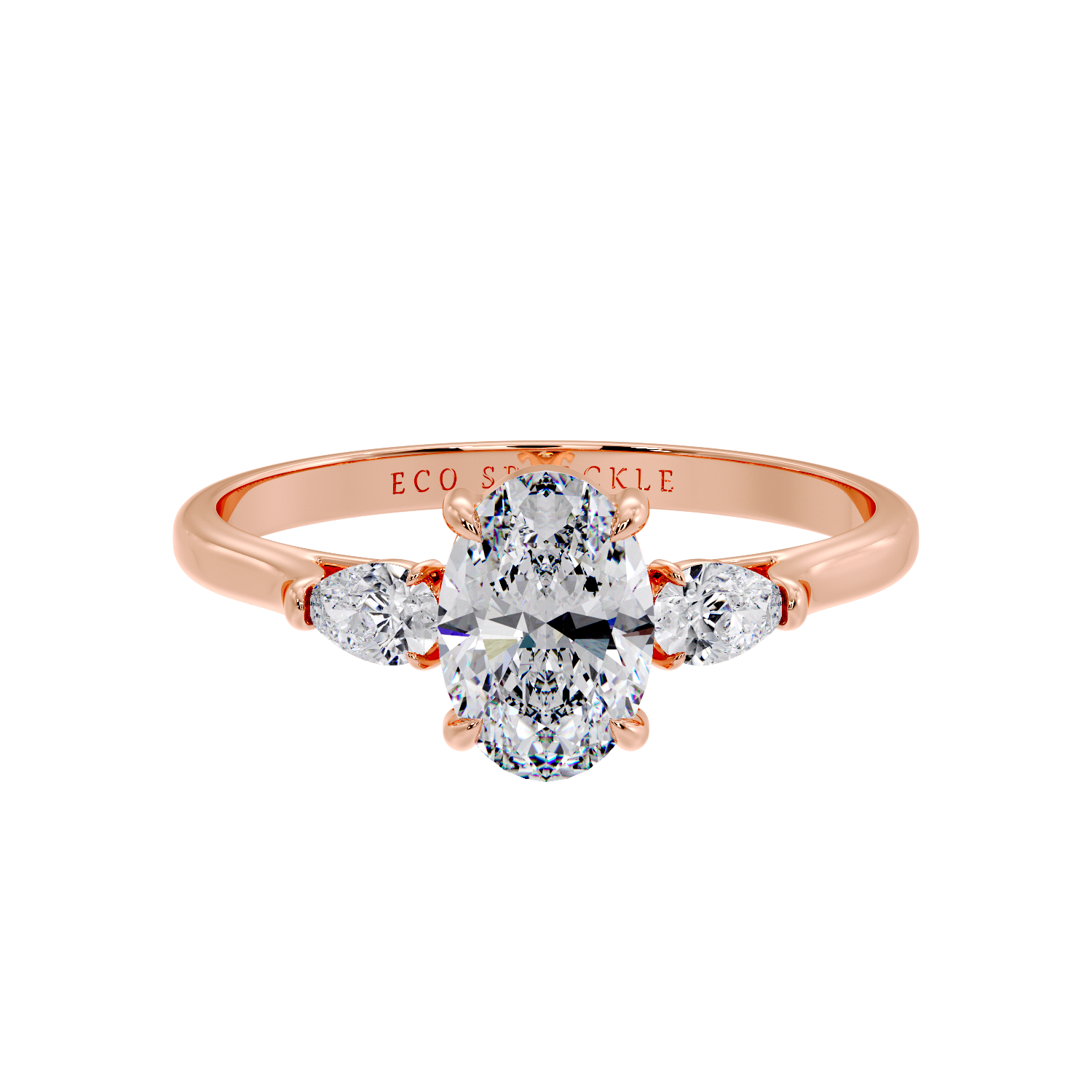 OVAL AND SIDE PEAR 3 STONE RING