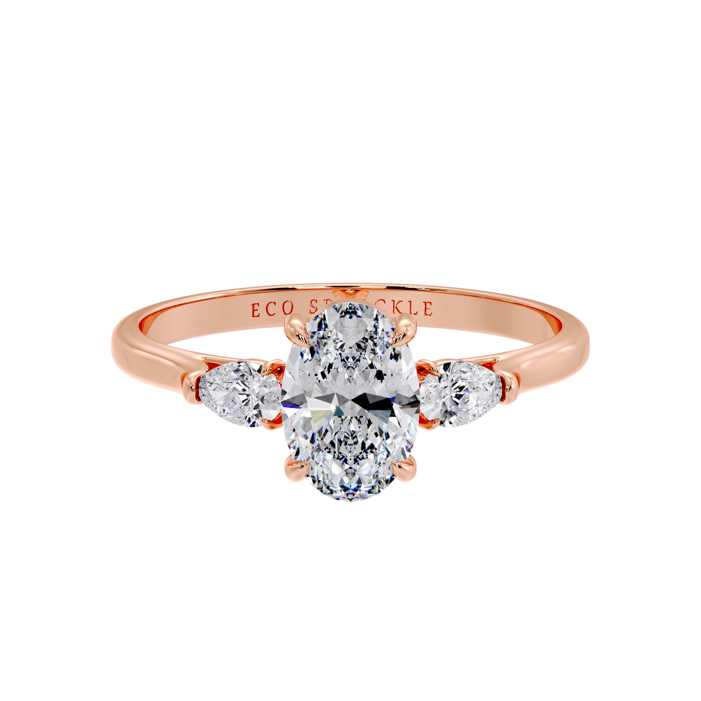 OVAL AND SIDE PEAR 3 STONE RING