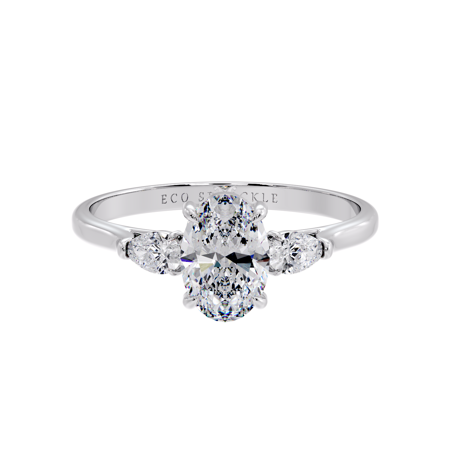 OVAL AND SIDE PEAR 3 STONE RING