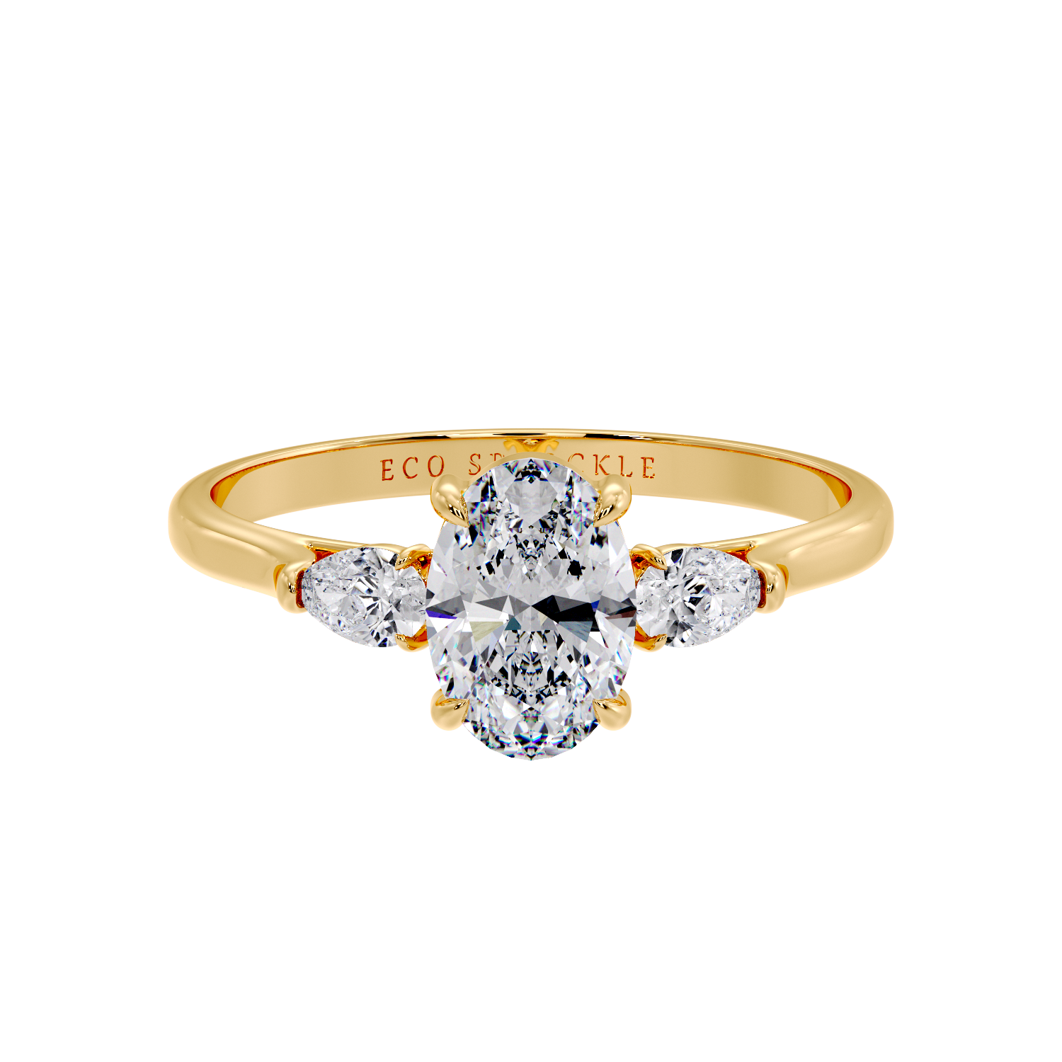 OVAL AND SIDE PEAR 3 STONE RING