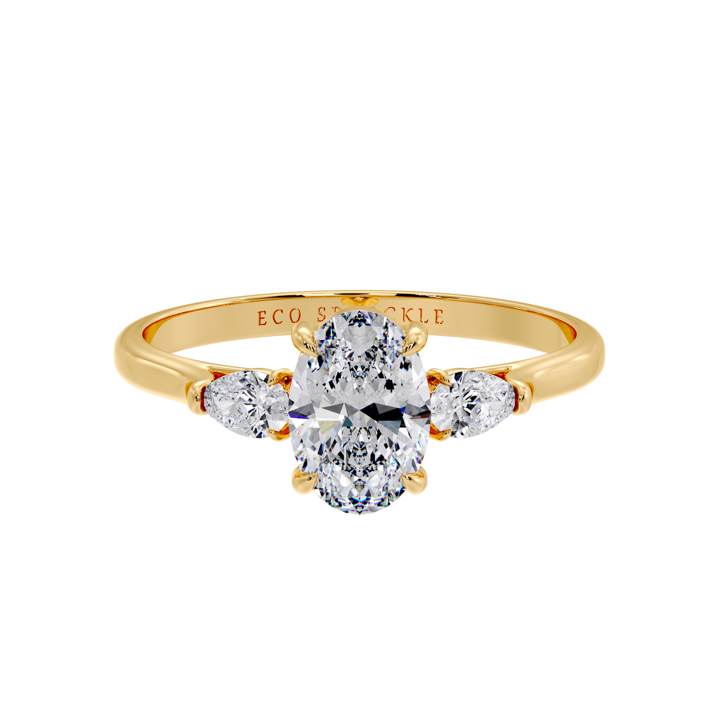 OVAL AND SIDE PEAR 3 STONE RING