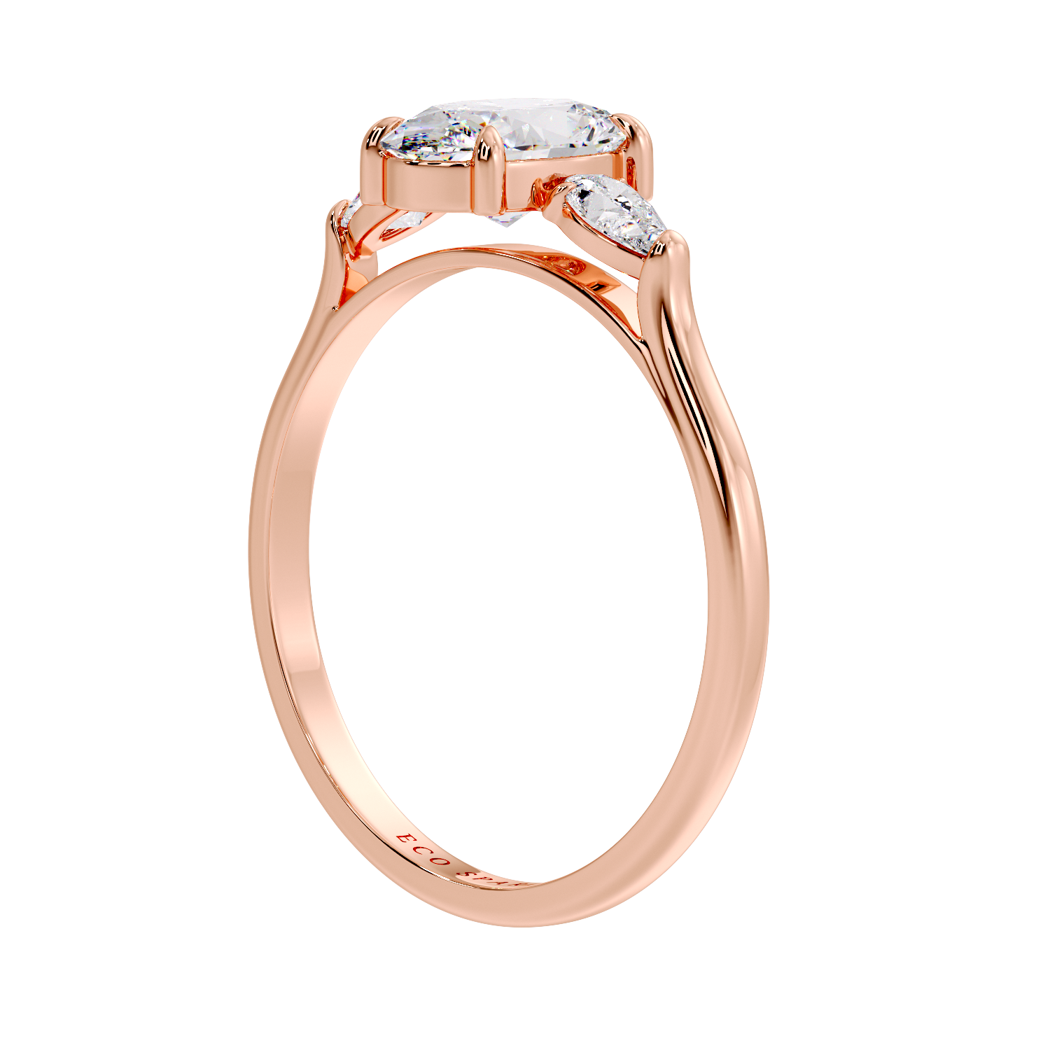 OVAL AND SIDE PEAR 3 STONE RING