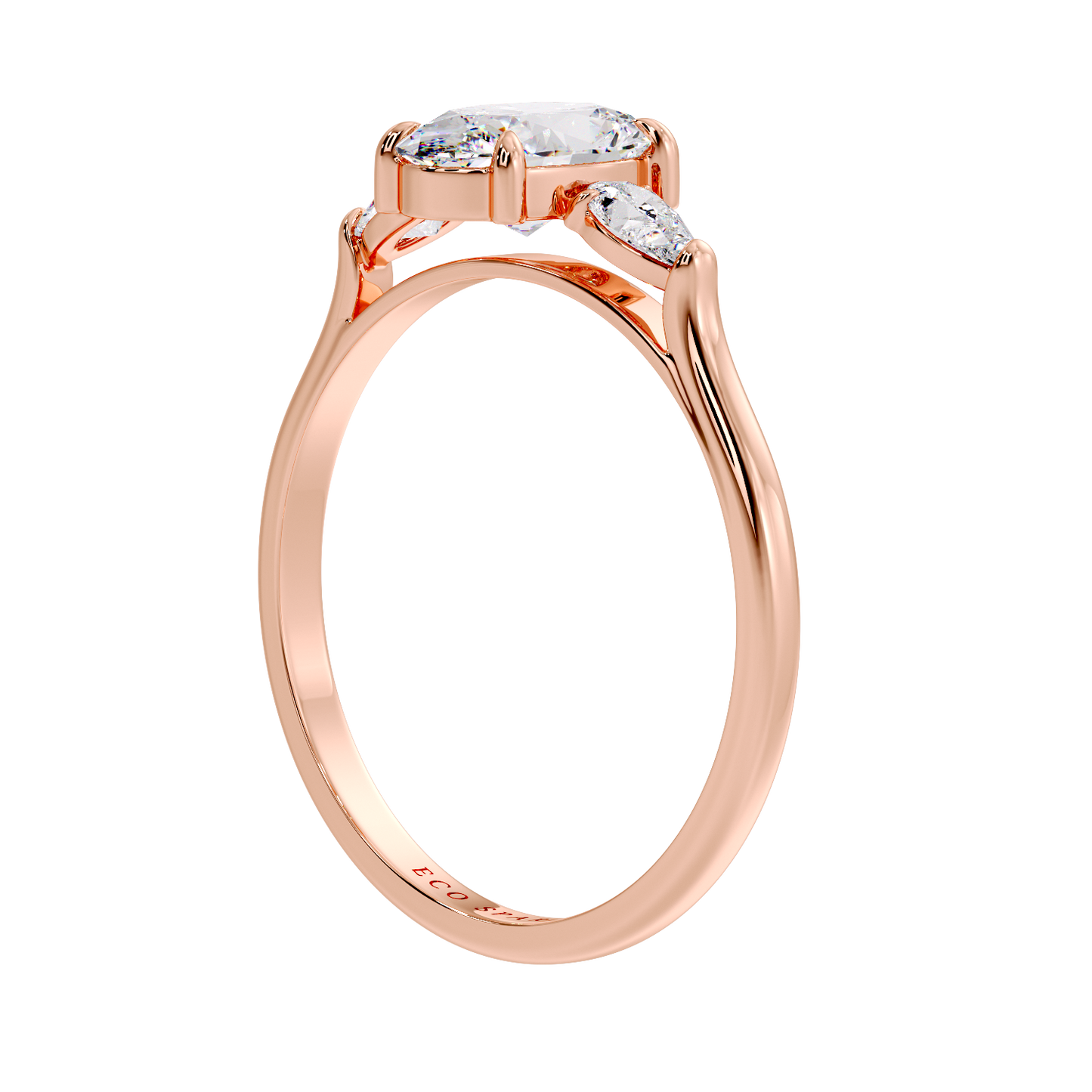 OVAL AND SIDE PEAR 3 STONE RING
