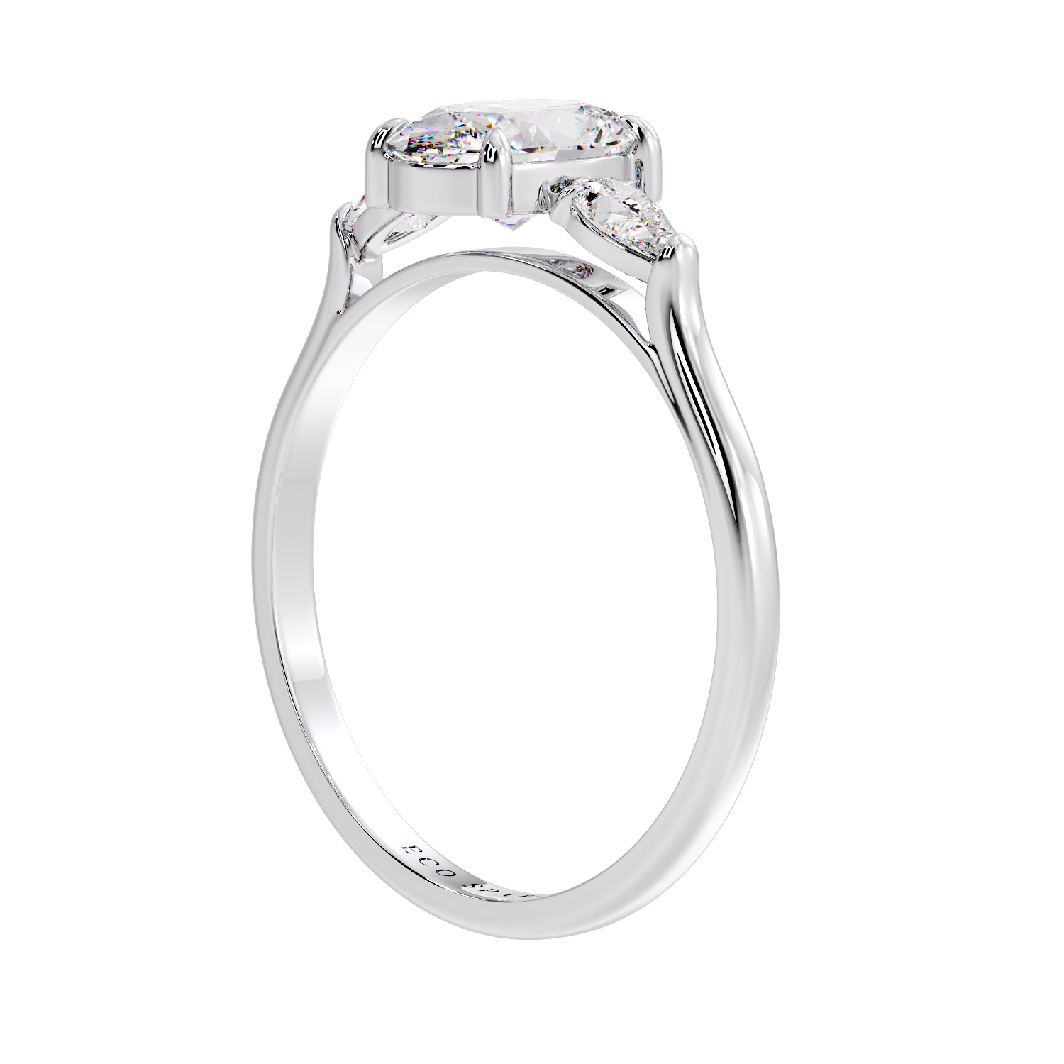 OVAL AND SIDE PEAR 3 STONE RING