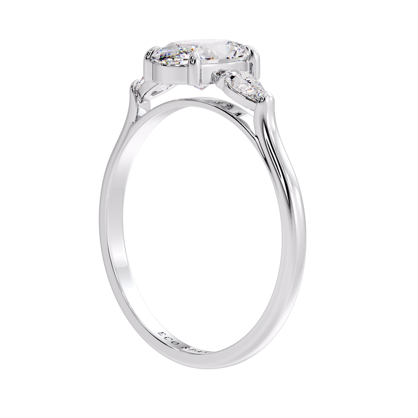 OVAL AND SIDE PEAR 3 STONE RING