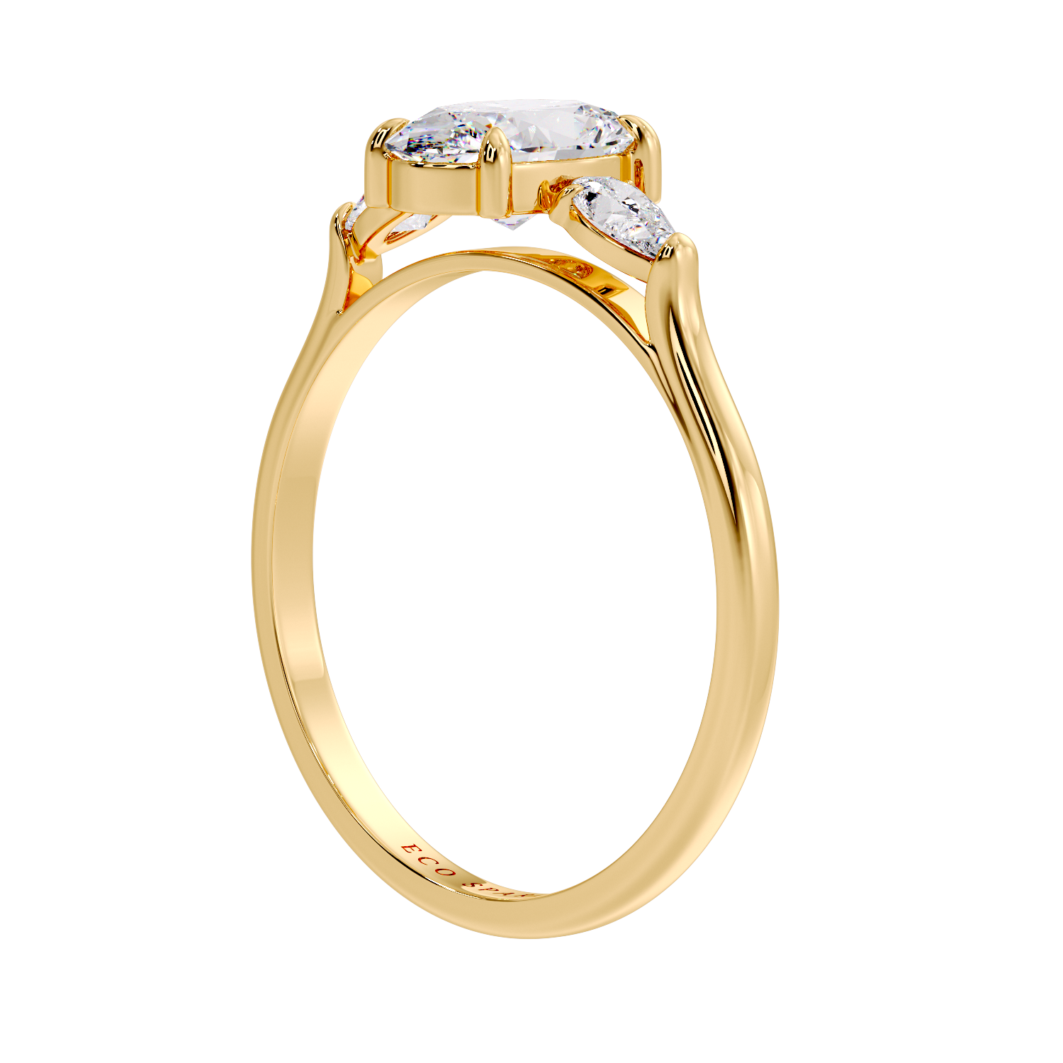 OVAL AND SIDE PEAR 3 STONE RING
