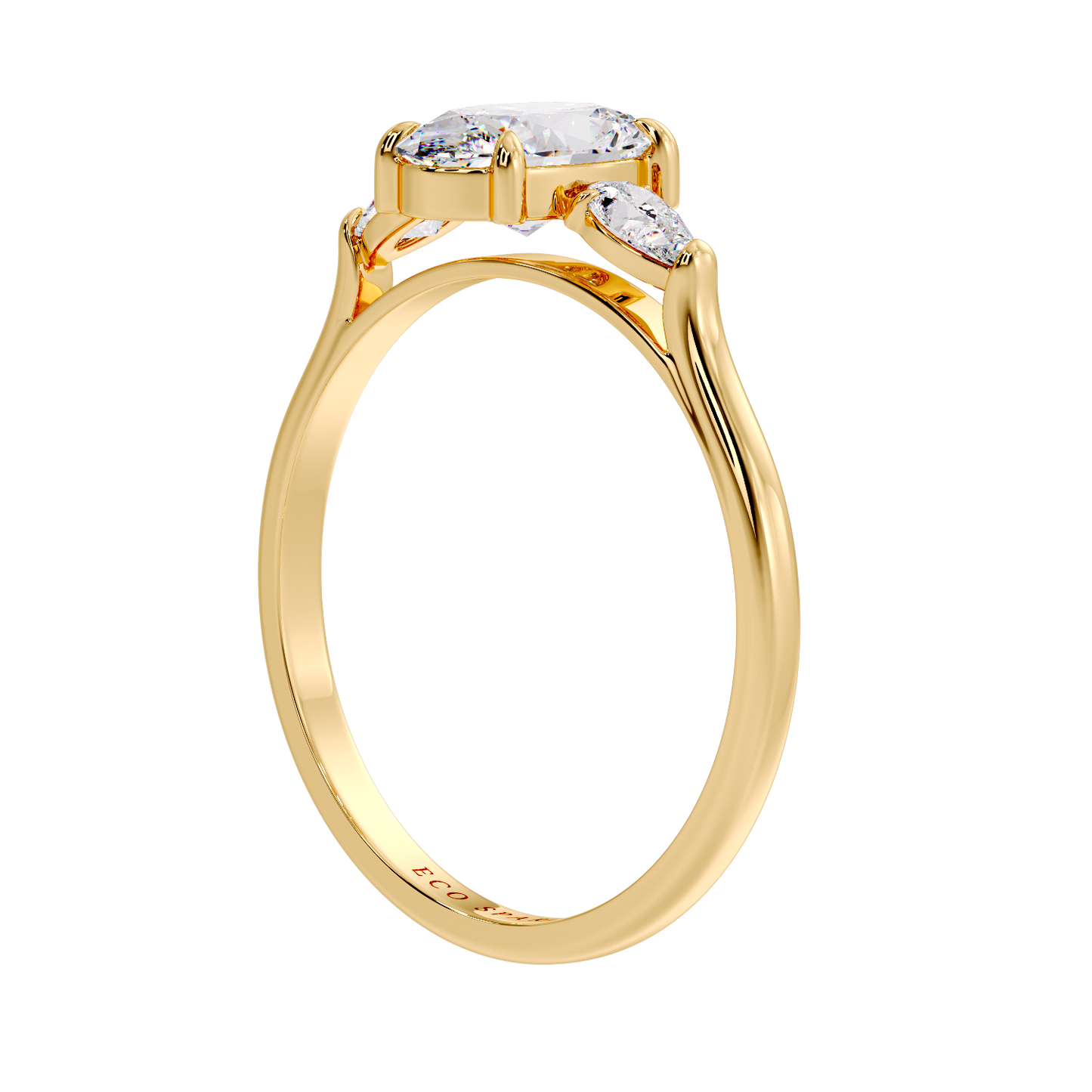 OVAL AND SIDE PEAR 3 STONE RING