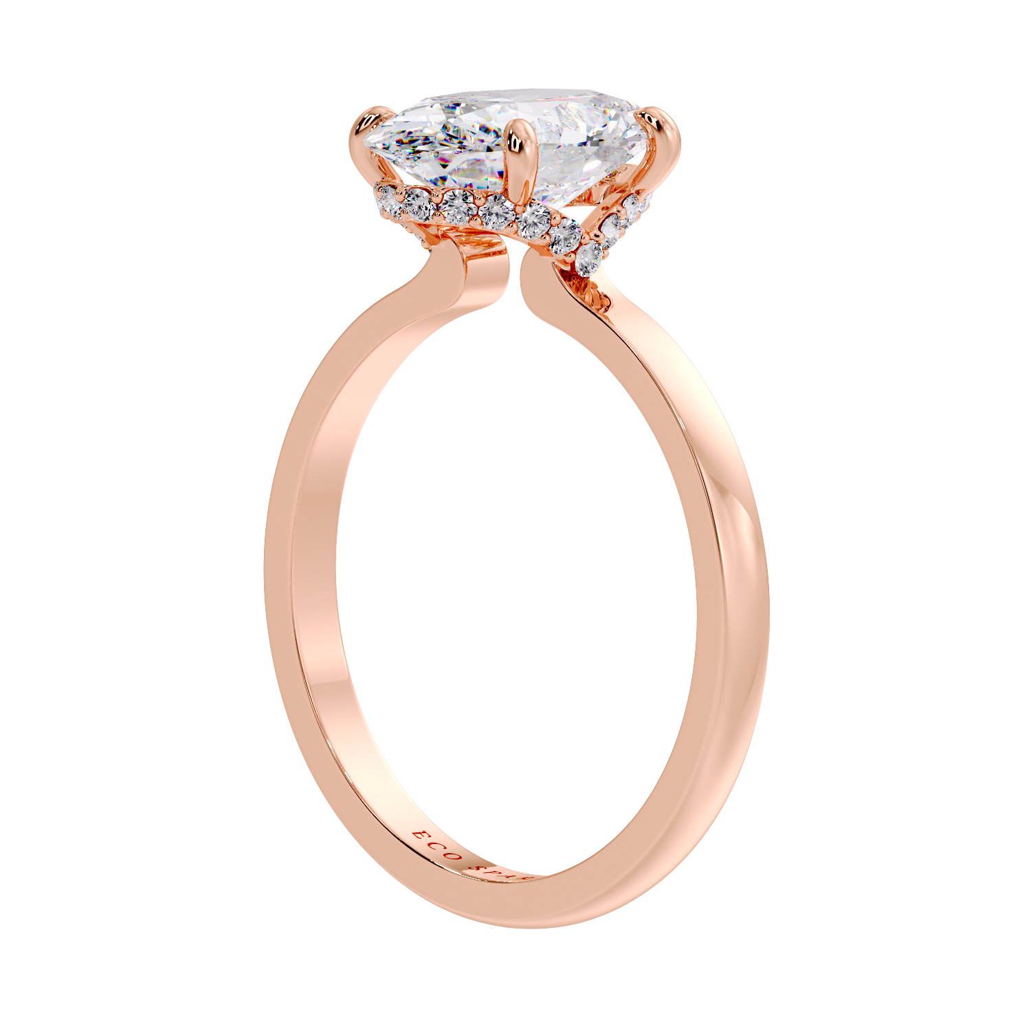 Oval Under Half halo Ring