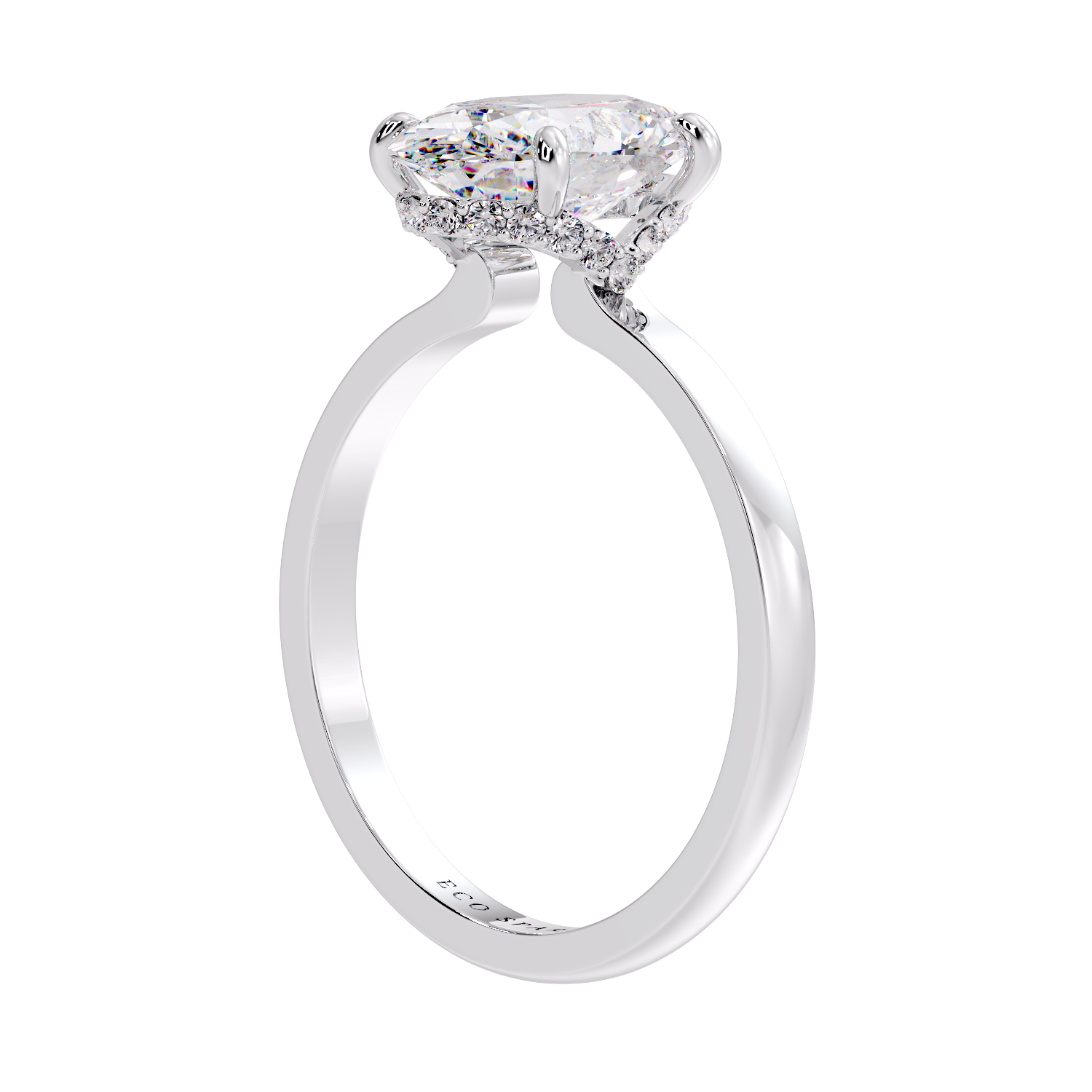 Oval Under Half halo Ring