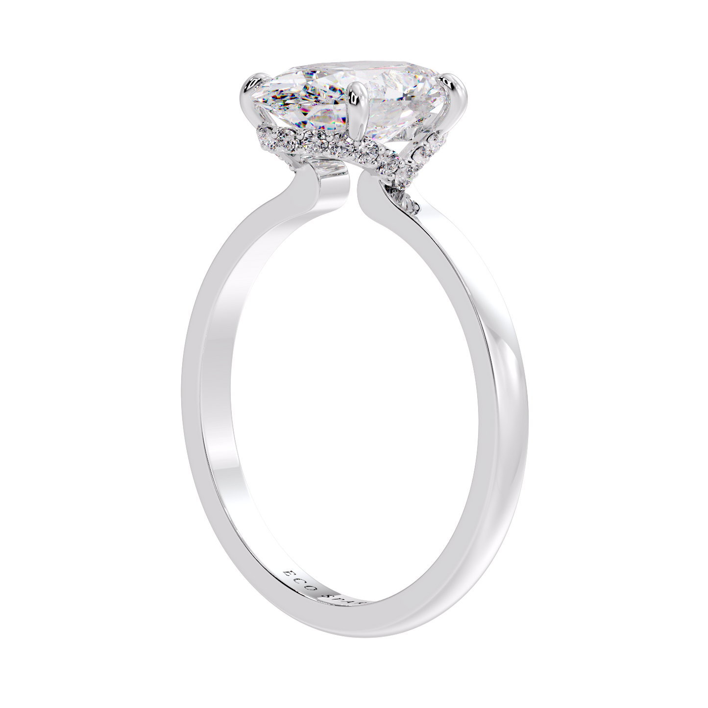 Oval Under Half halo Ring