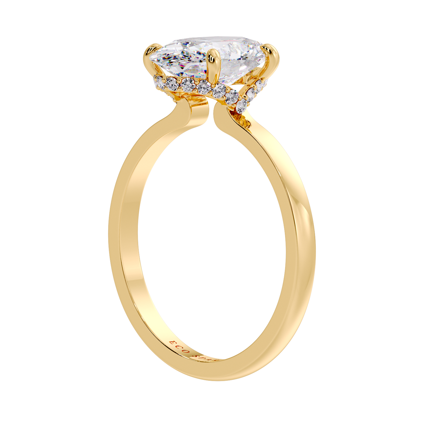 Oval Under Half halo Ring