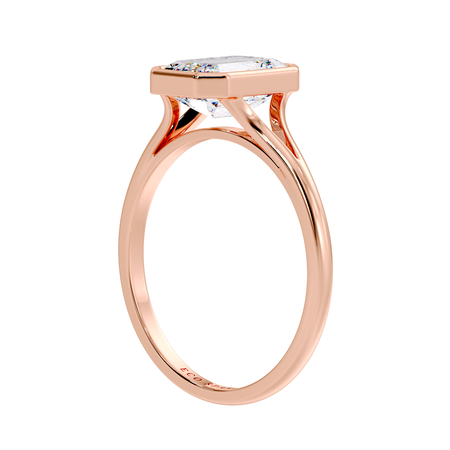 Split Shank Emerald Solitaire Ring