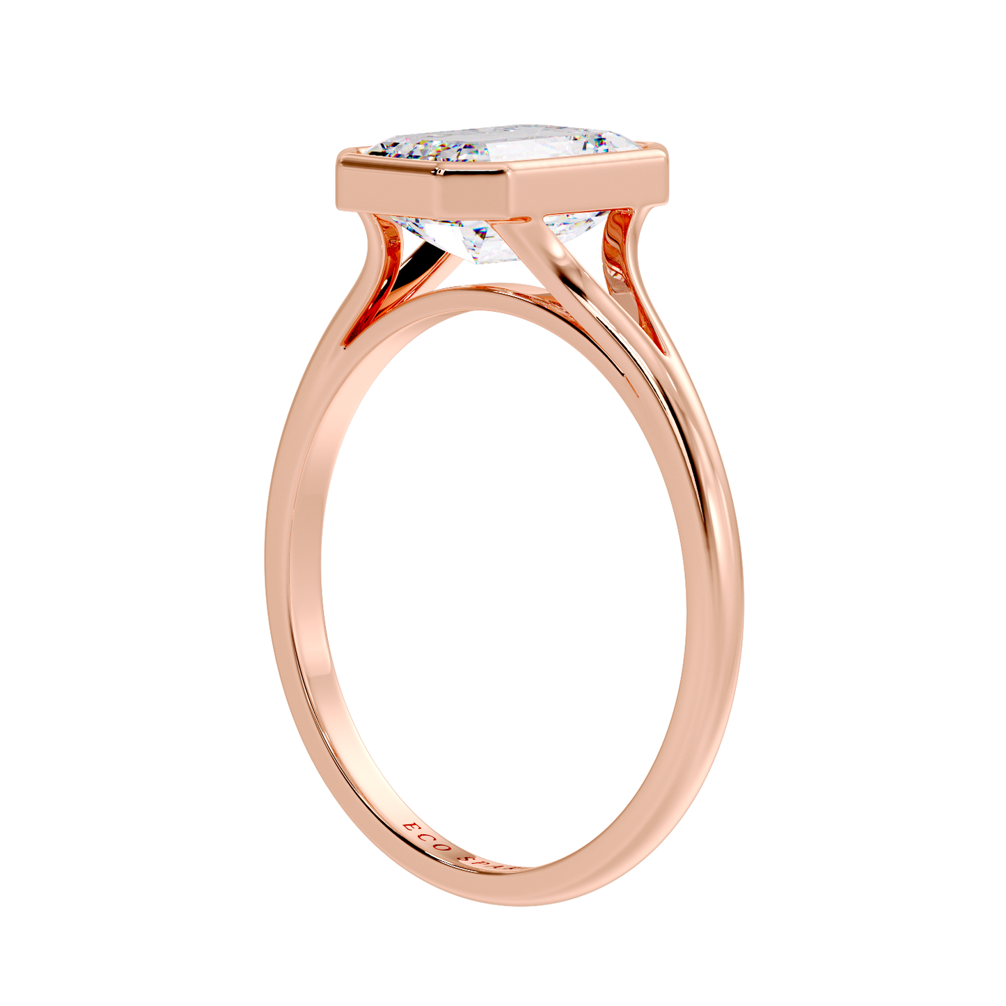 Split Shank Emerald Solitaire Ring