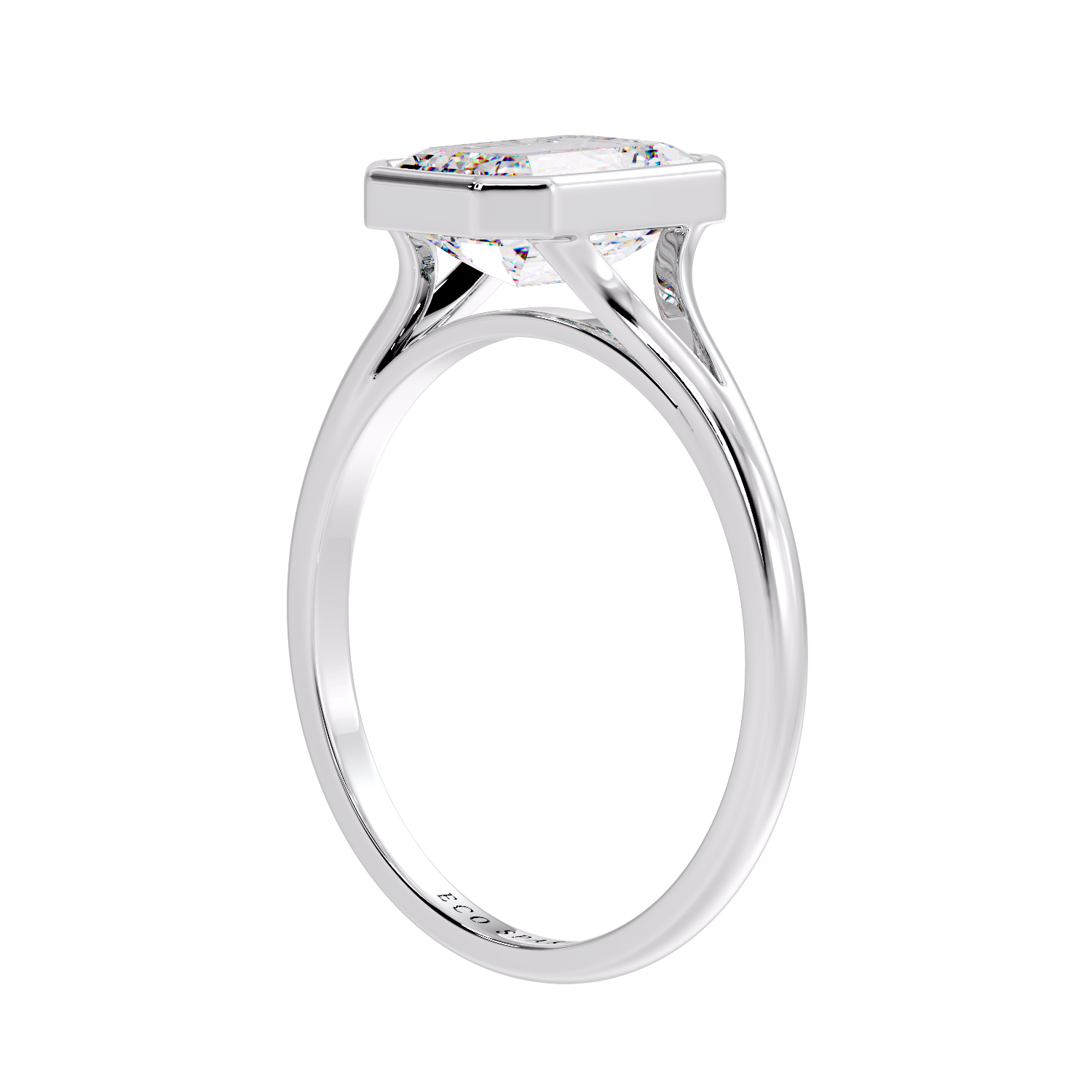Split Shank Emerald Solitaire Ring