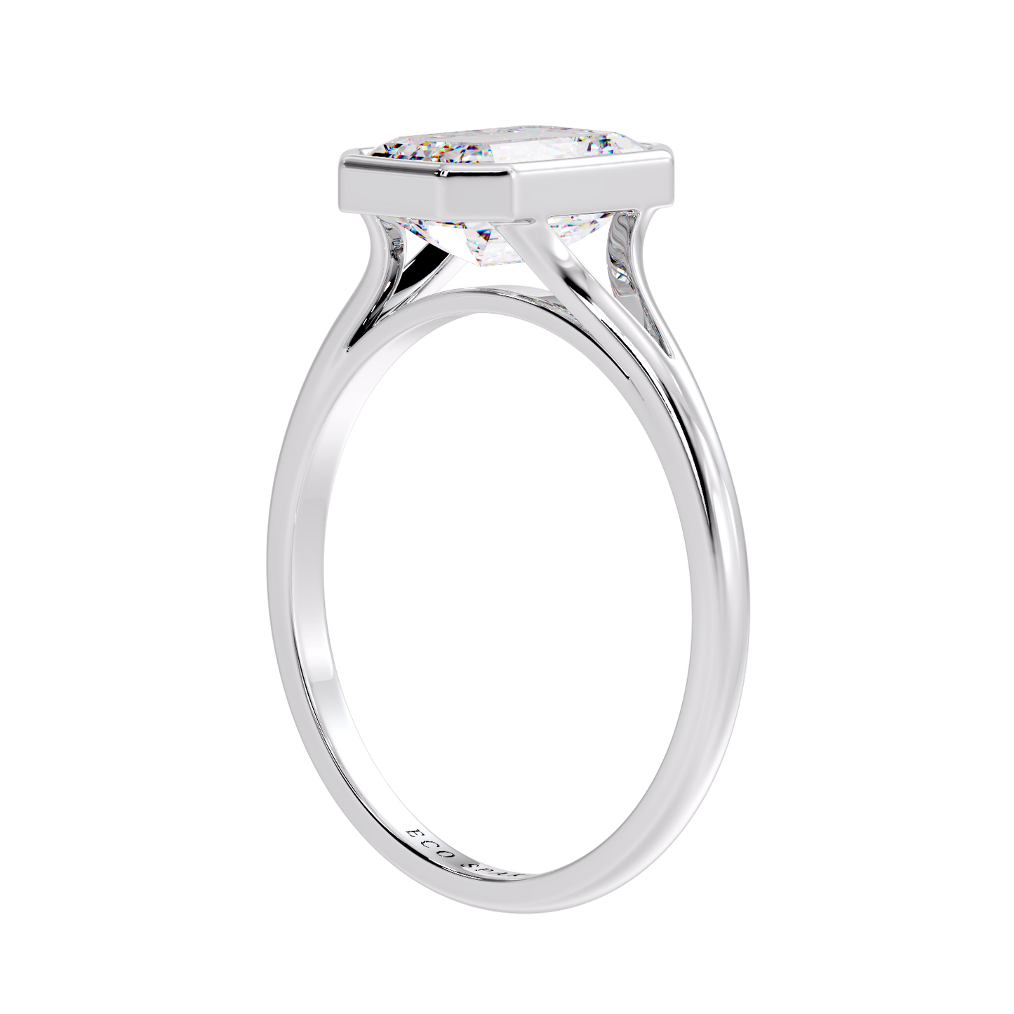 Split Shank Emerald Solitaire Ring