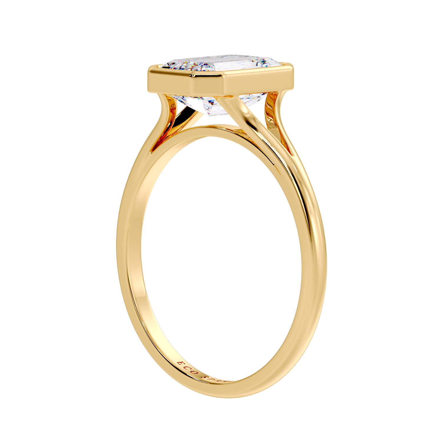 Split Shank Emerald Solitaire Ring