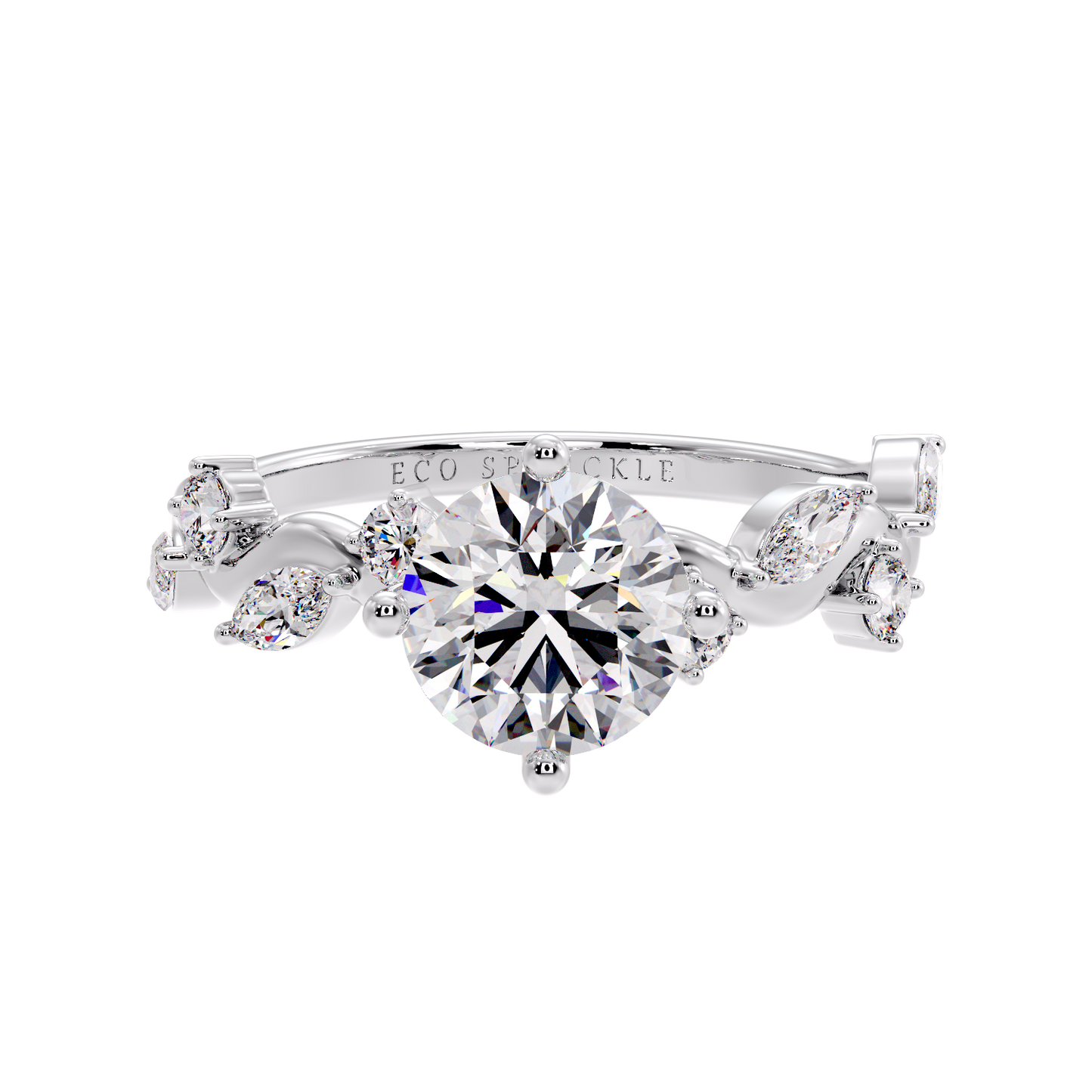 Zig Zag Shank Ring With Round Solitaire