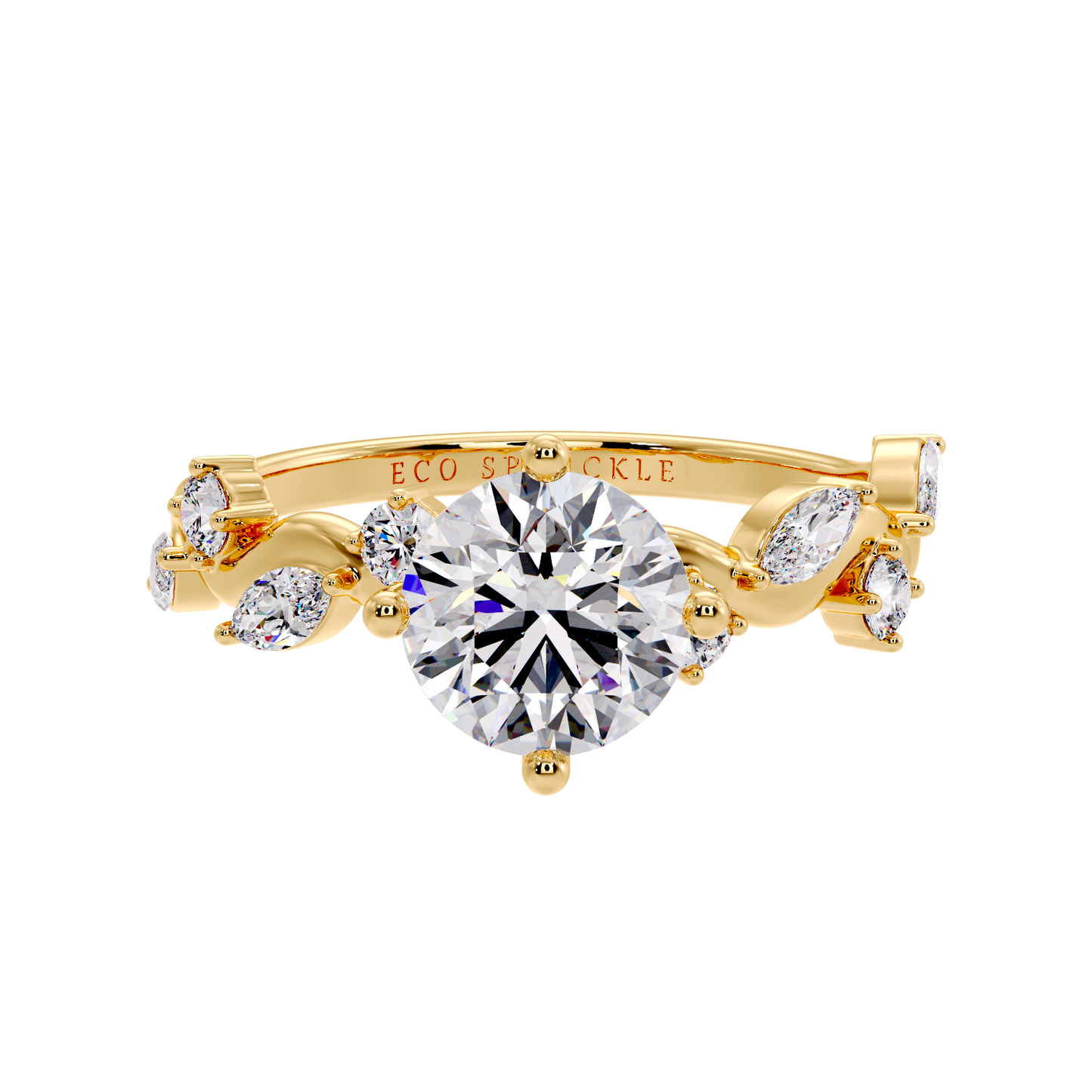 Zig Zag Shank Ring With Round Solitaire