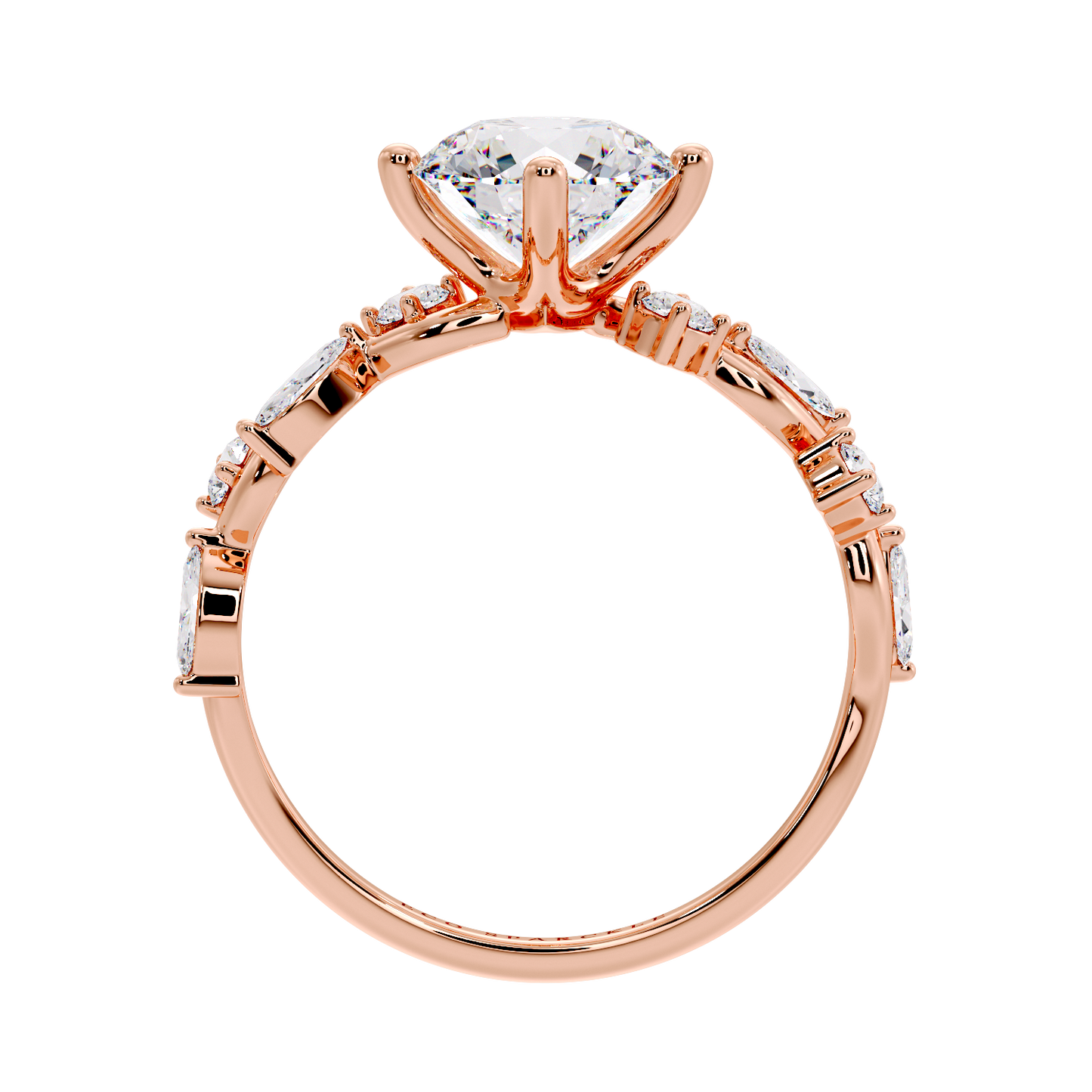 Zig Zag Shank Ring With Round Solitaire