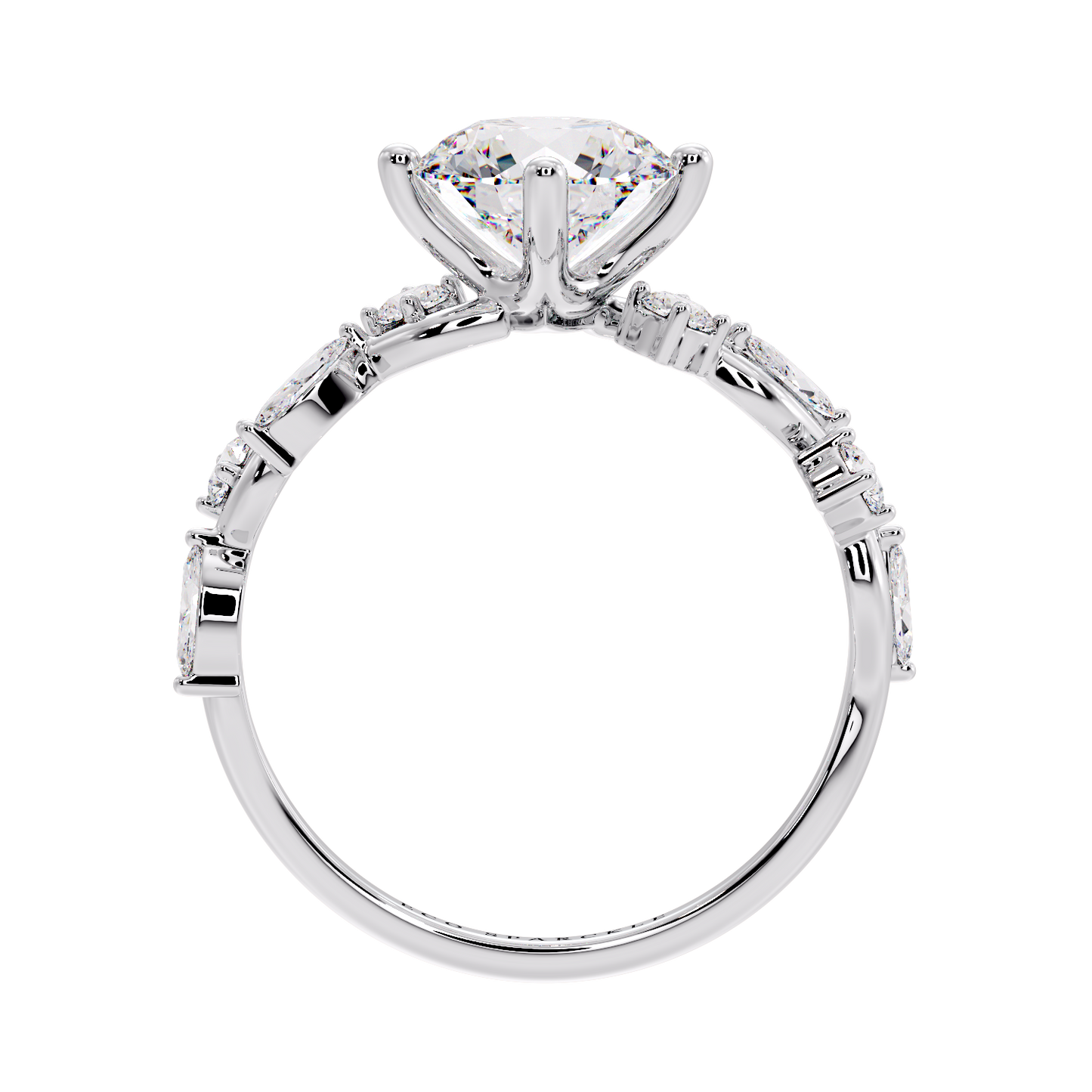 Zig Zag Shank Ring With Round Solitaire