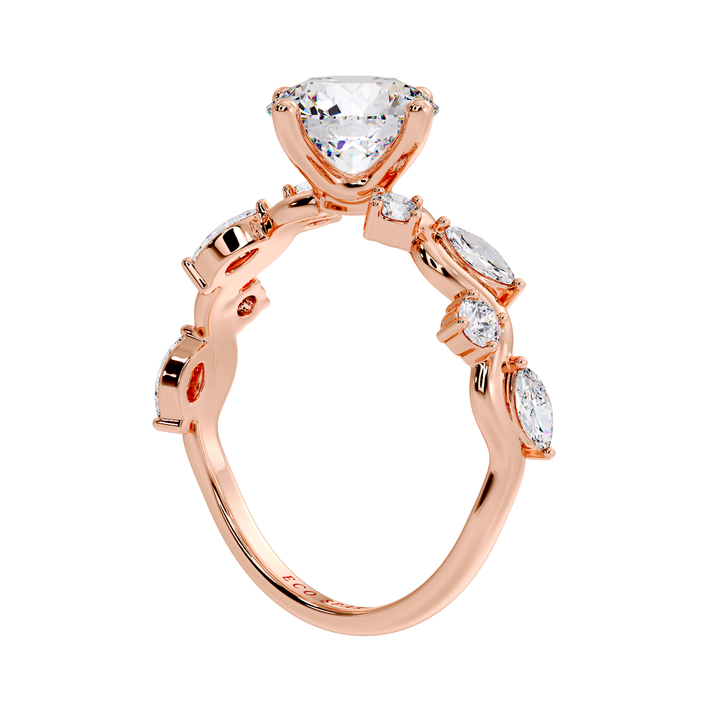 Zig Zag Shank Ring With Round Solitaire