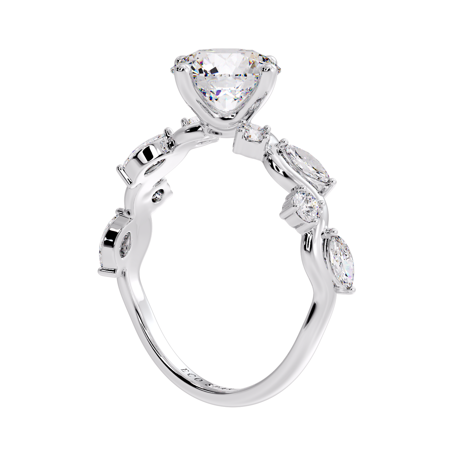 Zig Zag Shank Ring With Round Solitaire