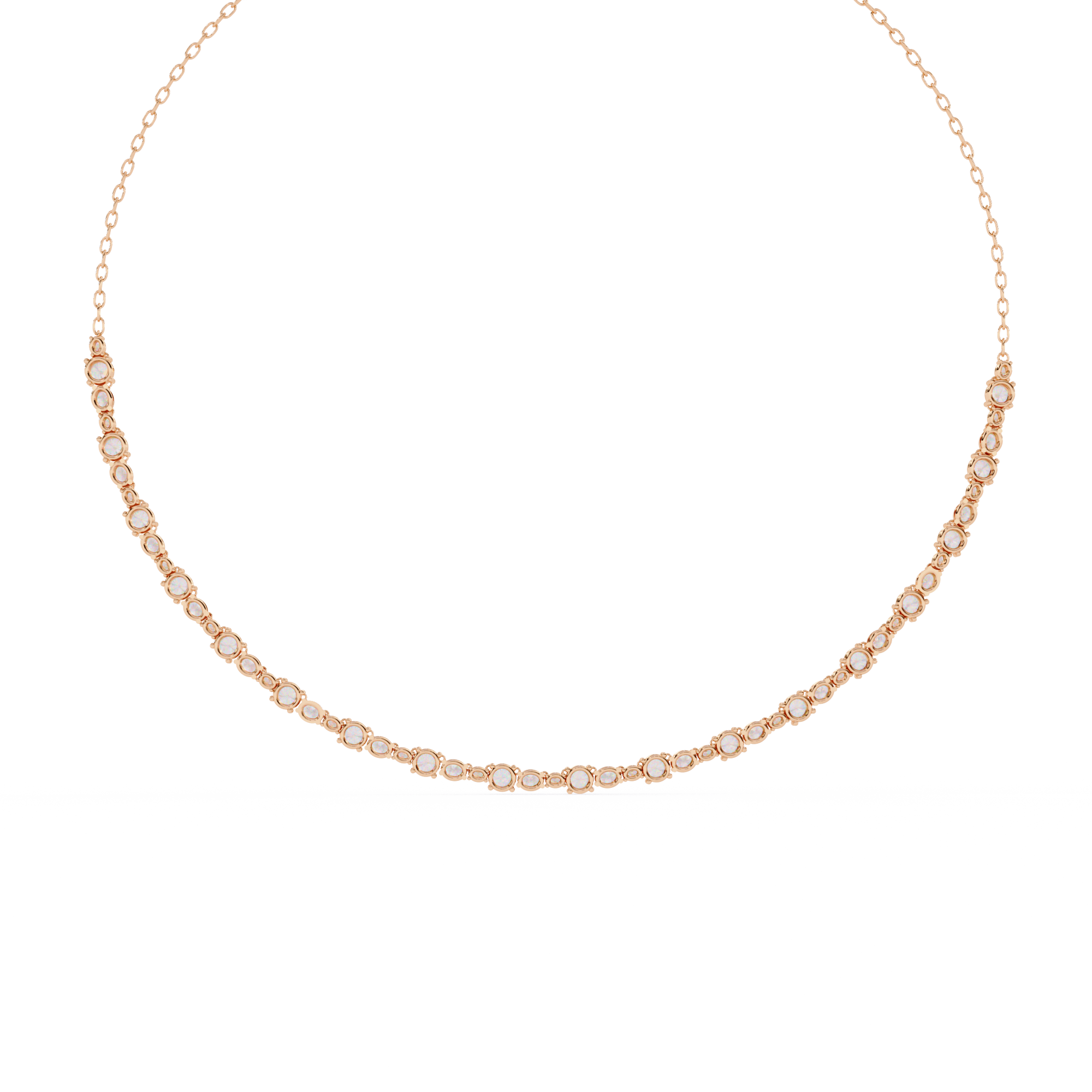 Round & Oval Shape Diamond Necklace