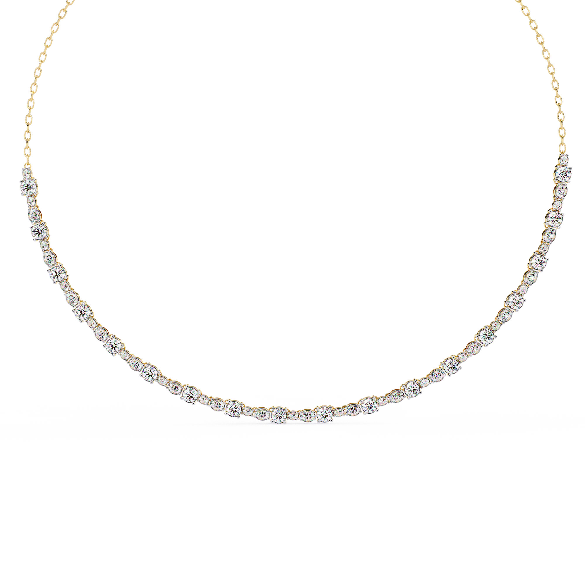 Round & Oval Shape Diamond Necklace