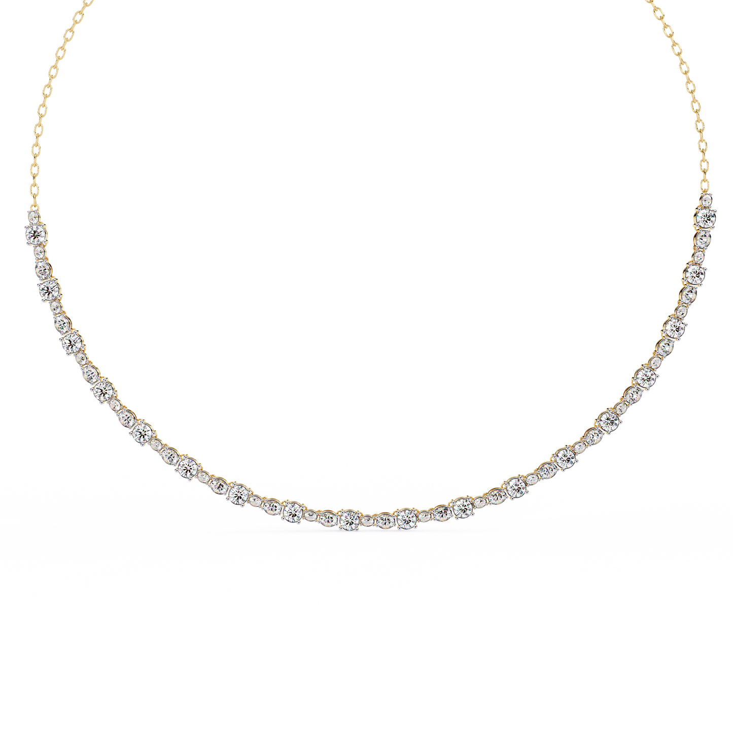 Round & Oval Shape Diamond Necklace