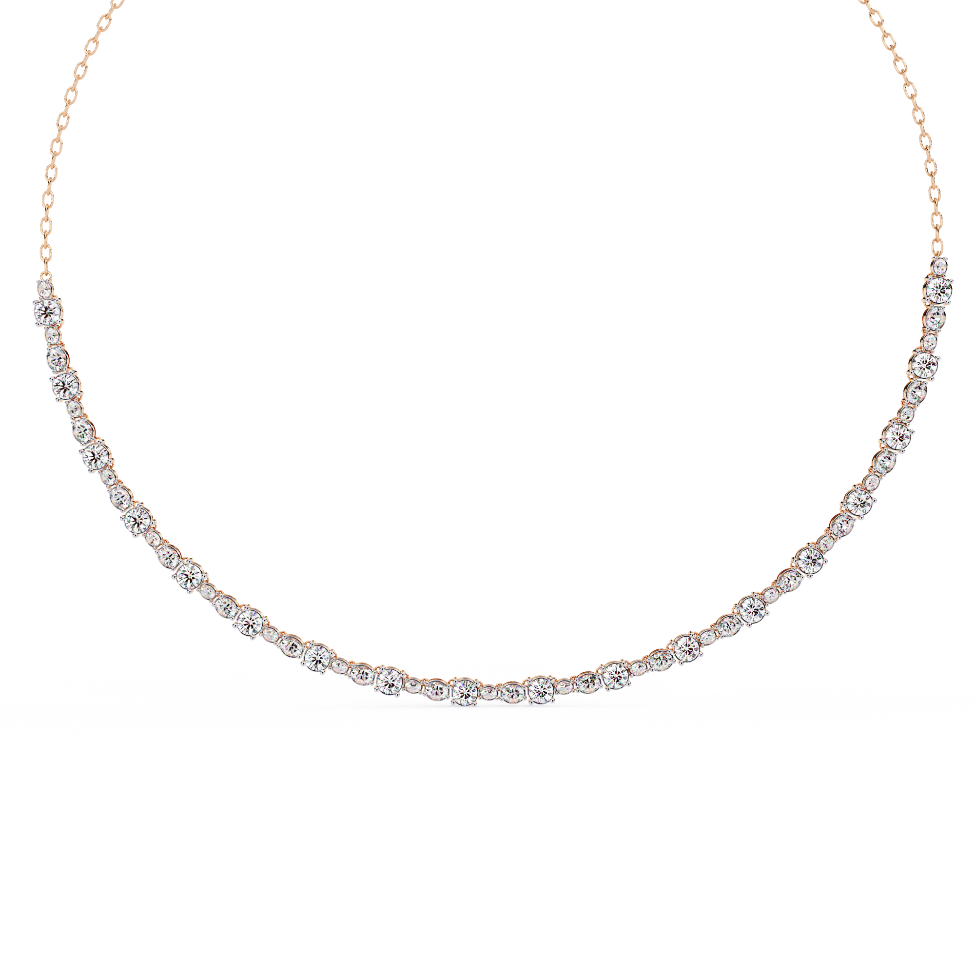 Round & Oval Shape Diamond Necklace